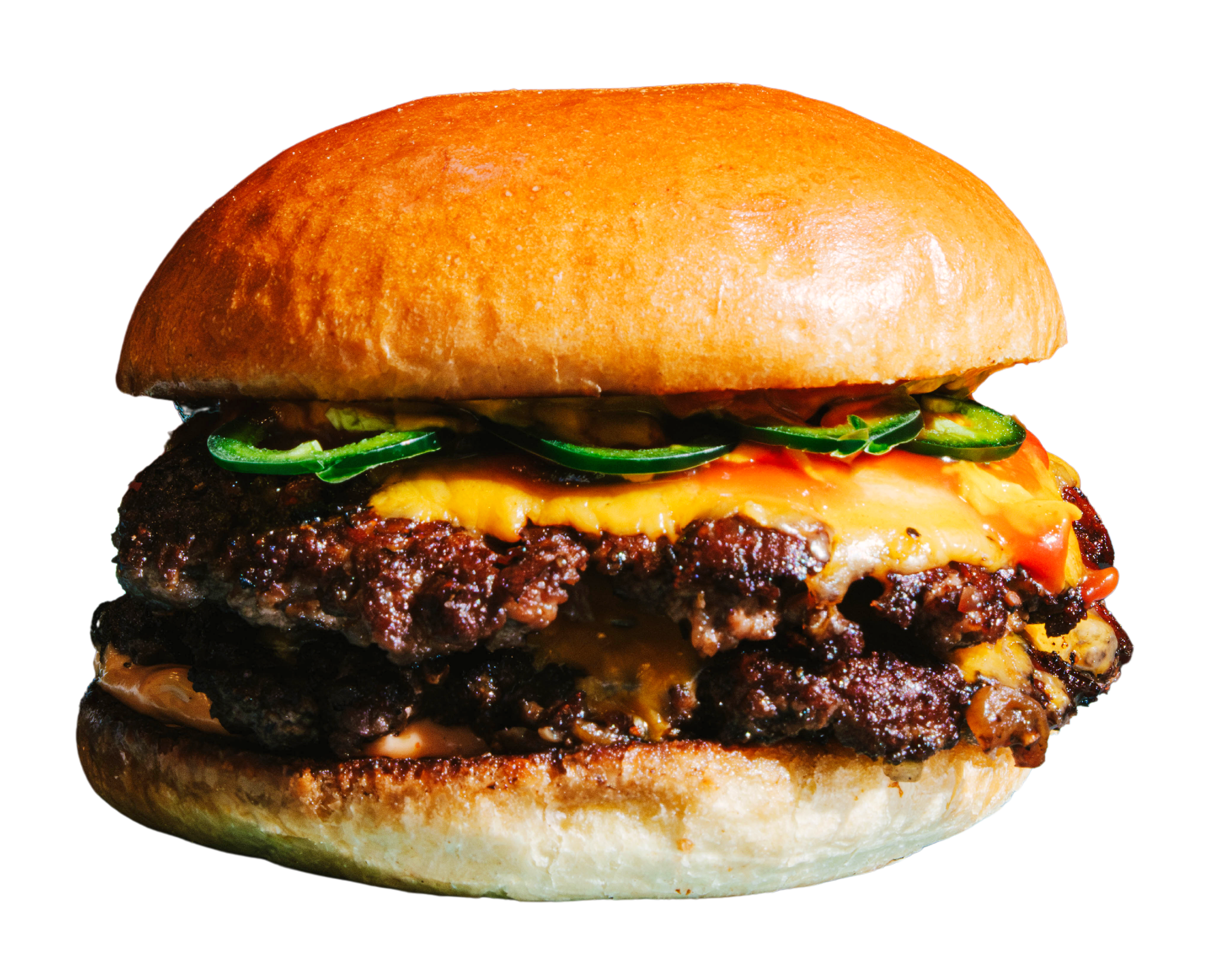 Hamburger med brød, oksekødspatties, ost, agurk, ketchup og sennep│Smash Burger Truck│Copenhagen│ København