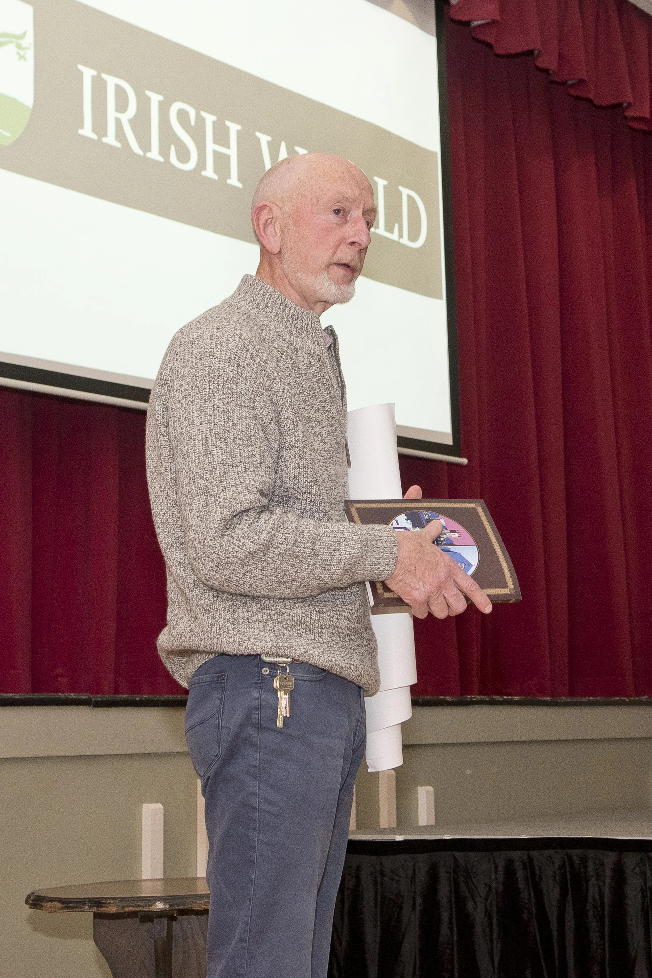 Willie O'Kane of Irish World addresses the crowd