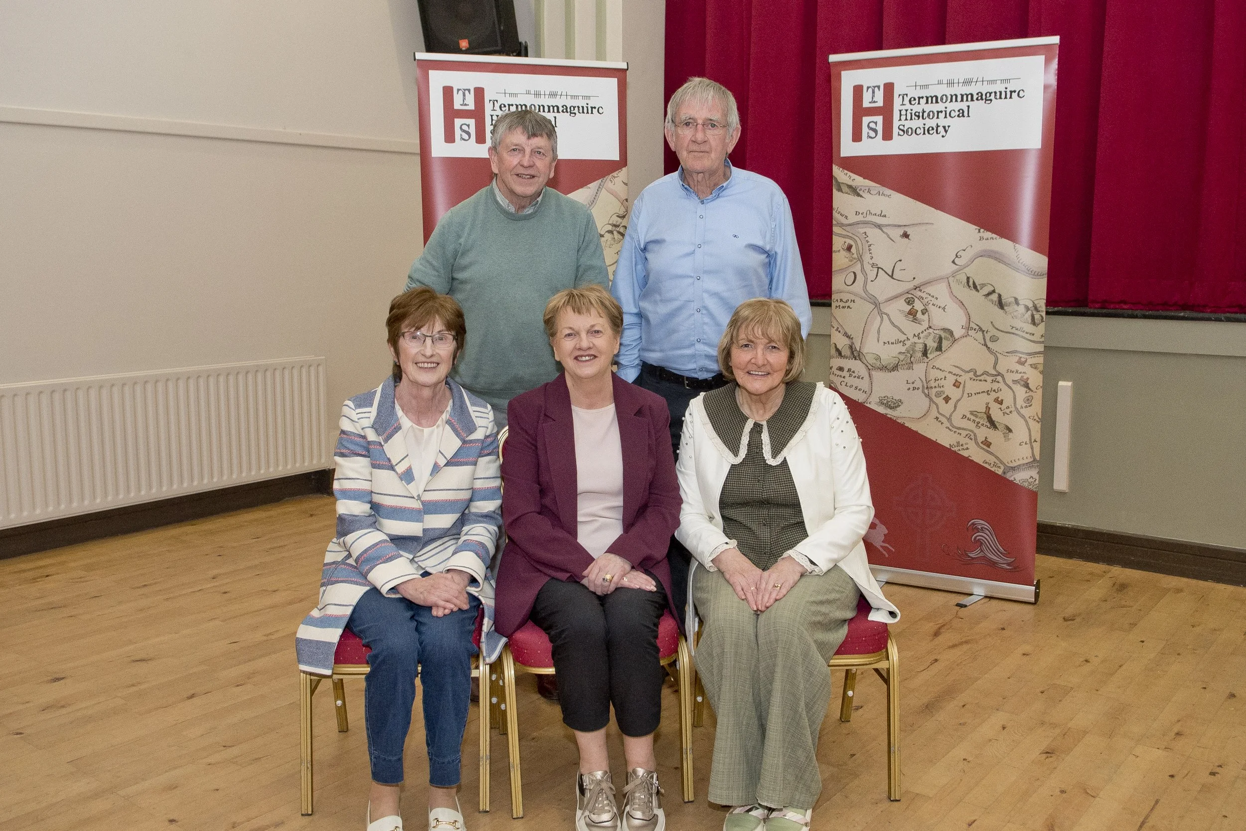 Back Row L-R Lawrence Kelly, Seamus Woods. Front L-R Sheila Colton, Teresa Woods and Sue Kelly. Family of Kitty Kelly subject of An Tearmann  article  'Kitty Kelly 1926 - 2026' 