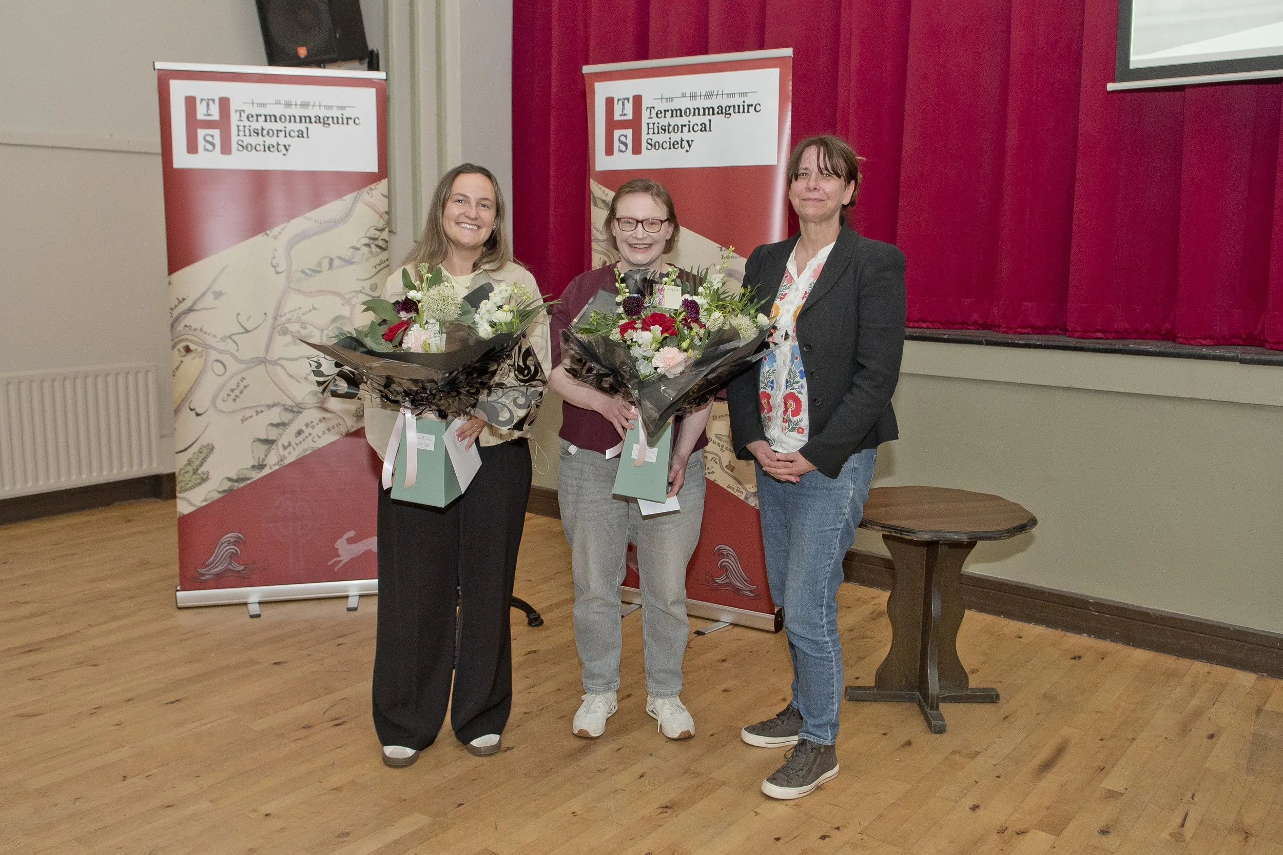 L-R Kate Mc Aleenan, Joan Breen and Eimear Montague. Joan and Kate are recognised for their assistance with the THS website.