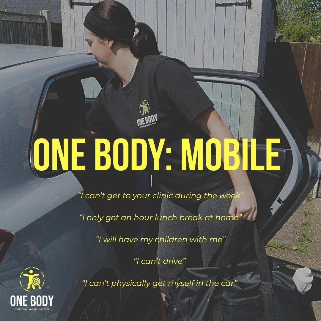 One Body: Mobile. 

Offered to Colchester and surrounding areas for just &pound;5 additional charge. 

#onebody #mobilevisits #privatehealthcare