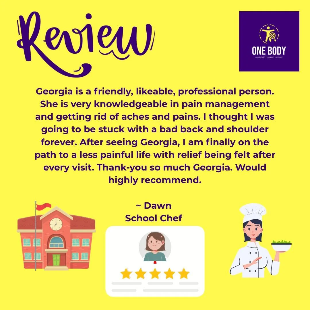 My regular client Dawn left this amazing review, what a journey it has been but she is feeling better than ever and still comes to see me for a monthly check in! 💜 

Well done Dawn for putting in the work with the exercises! 💪 

#shoulderpain #back