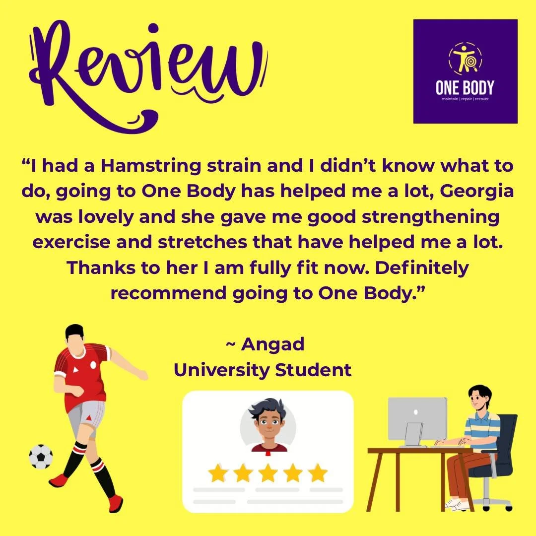 Hamstring strain review from a recent client - Angad. 

Angad came to me and was struggling to run or gym, he is now back training 4 days a week and running alongside this. 

#recovery #hamstringstrain #onebody