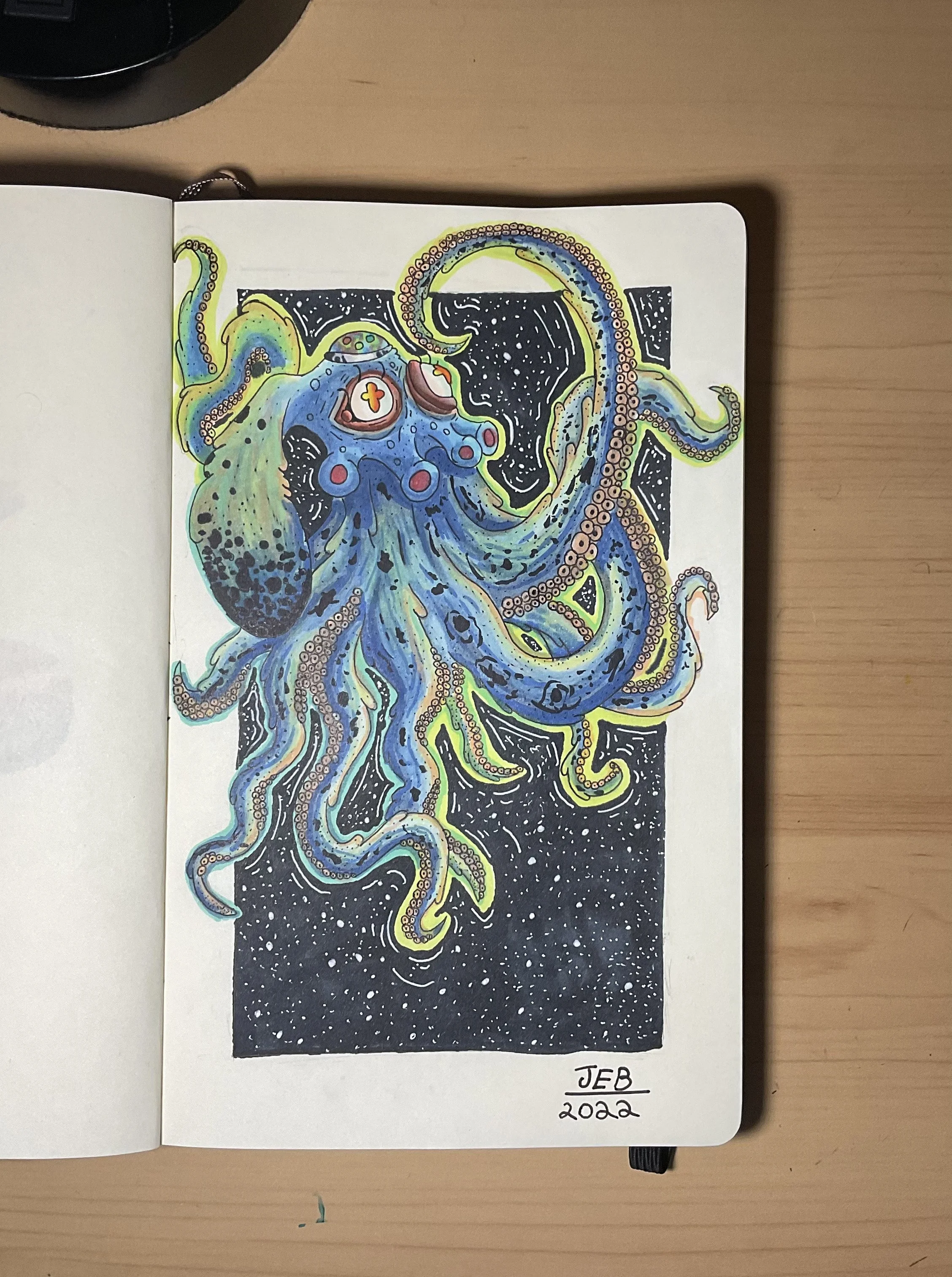 This one was my most recent one, completed back 3 years ago right before I quit art. As you can see my use of color and line weight has improved significantly since 2018. I drew it in pencil and then I used pigma micron pens to outline it. Then I use