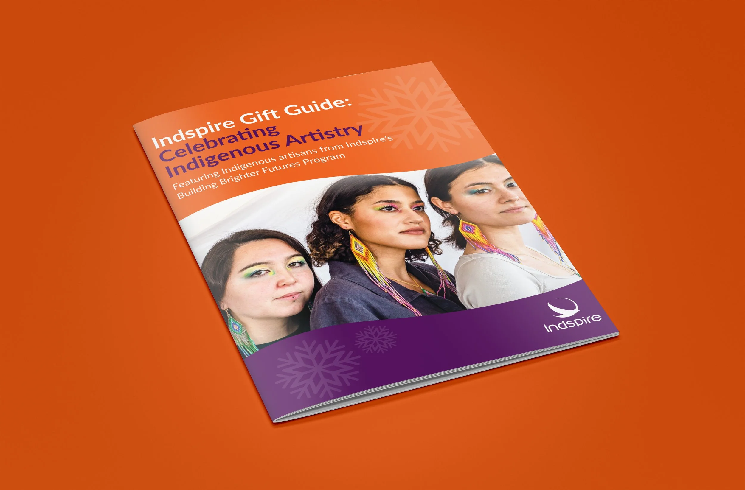 Cover design for Indspire’s interactive Indigenous Gift Guide, celebrating Indigenous artists, makers, and businesses across Canada.