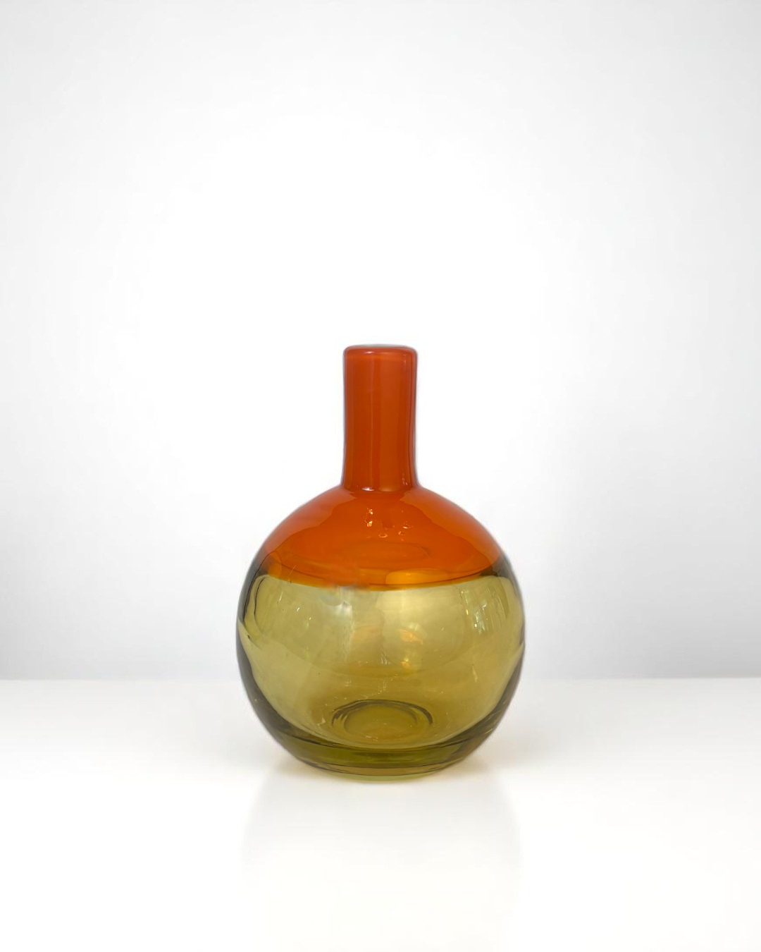 Vitreluxe for West Elm, set of 3 art glass vases, pre-owned, in orange.