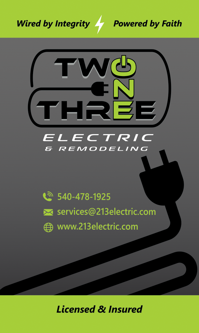 213 Electric Business Card Front Design