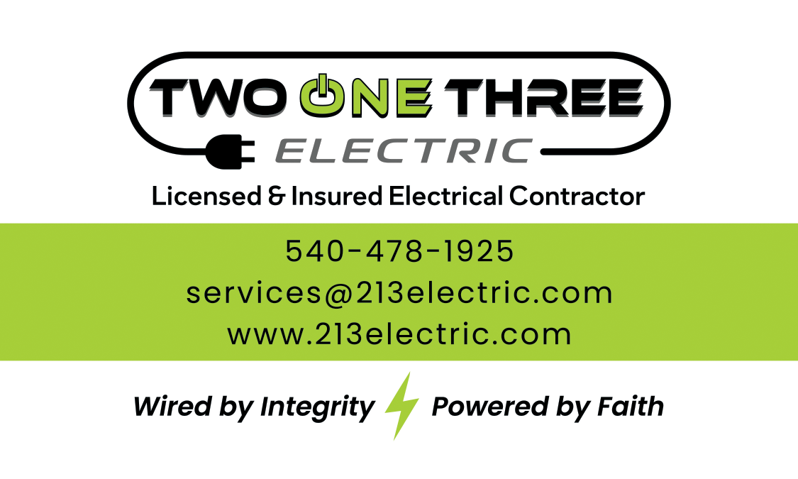213 Electric Business Card Front Design