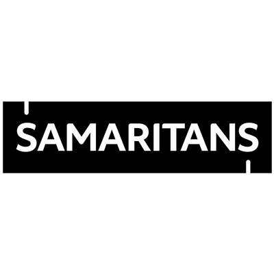 Black background with white text that reads 'SAMARITANS'
