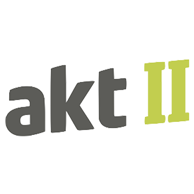 Logo for 'Akt II' with stylized text 'akt' in gray and 'II' in green.