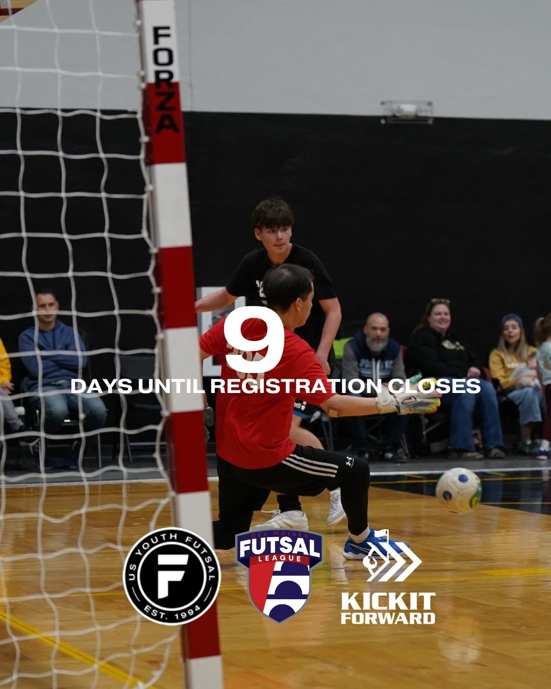 Less Than 10 days away until the USYF Des Moines Futsal League is here!'

Register for the Des Moines Futsal League before Nov 15

#USYF #DesMoinesFutsal 

@usyouthfutsal @kifsoccer Kick It Forward