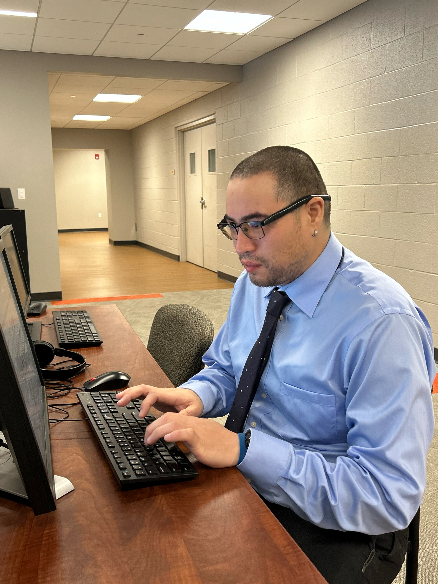 Man working at computer job
