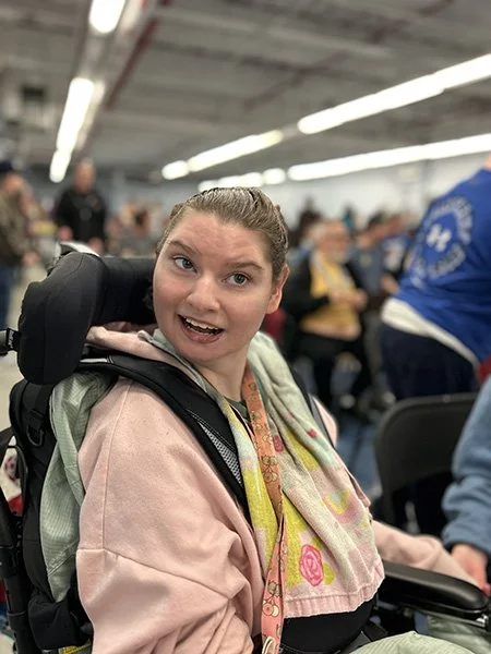 Female Person Supported in Wheelchair