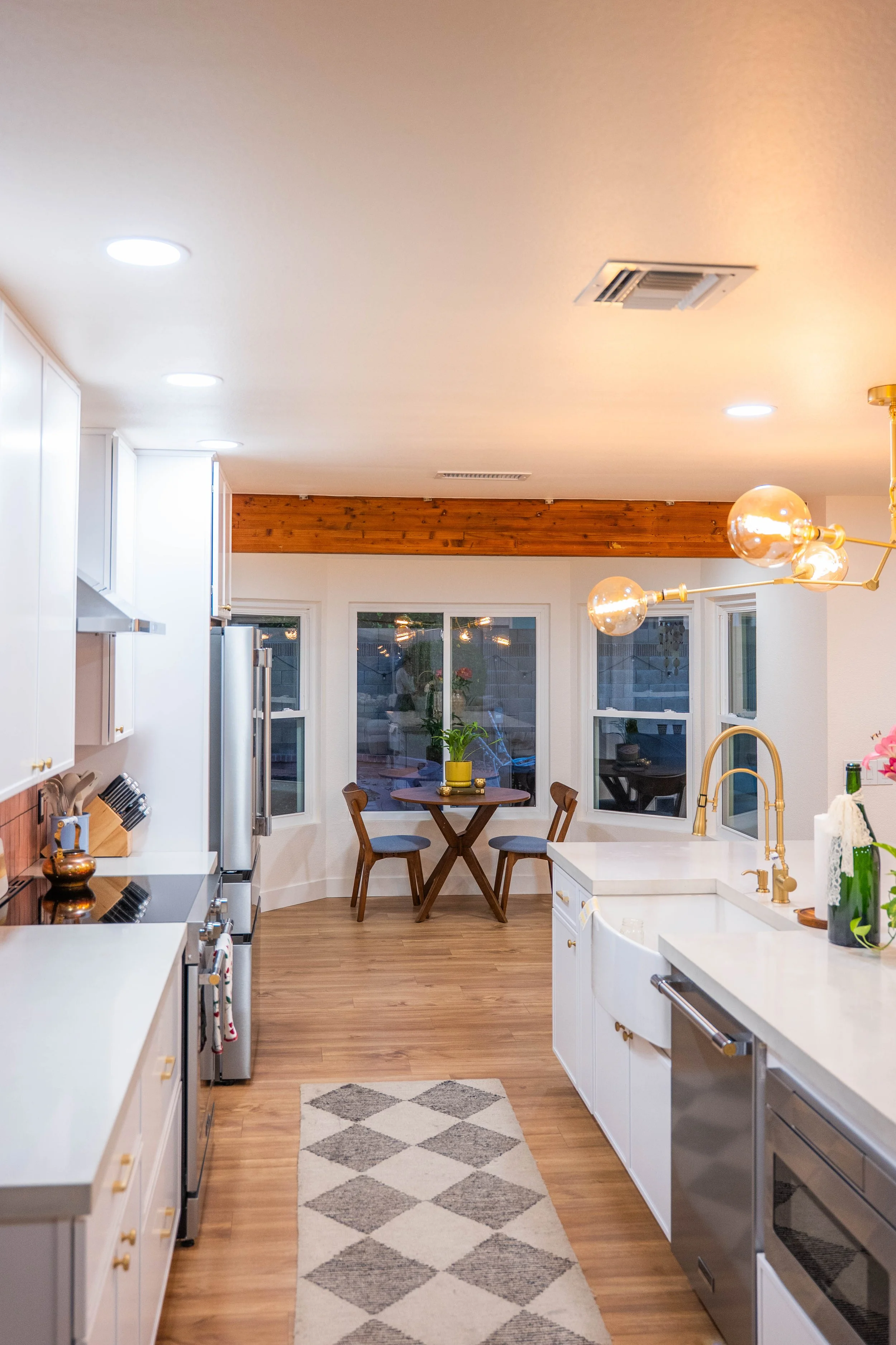 Commercial branding shot capturing the full view of a newly remodeled kitchen in Phoenix