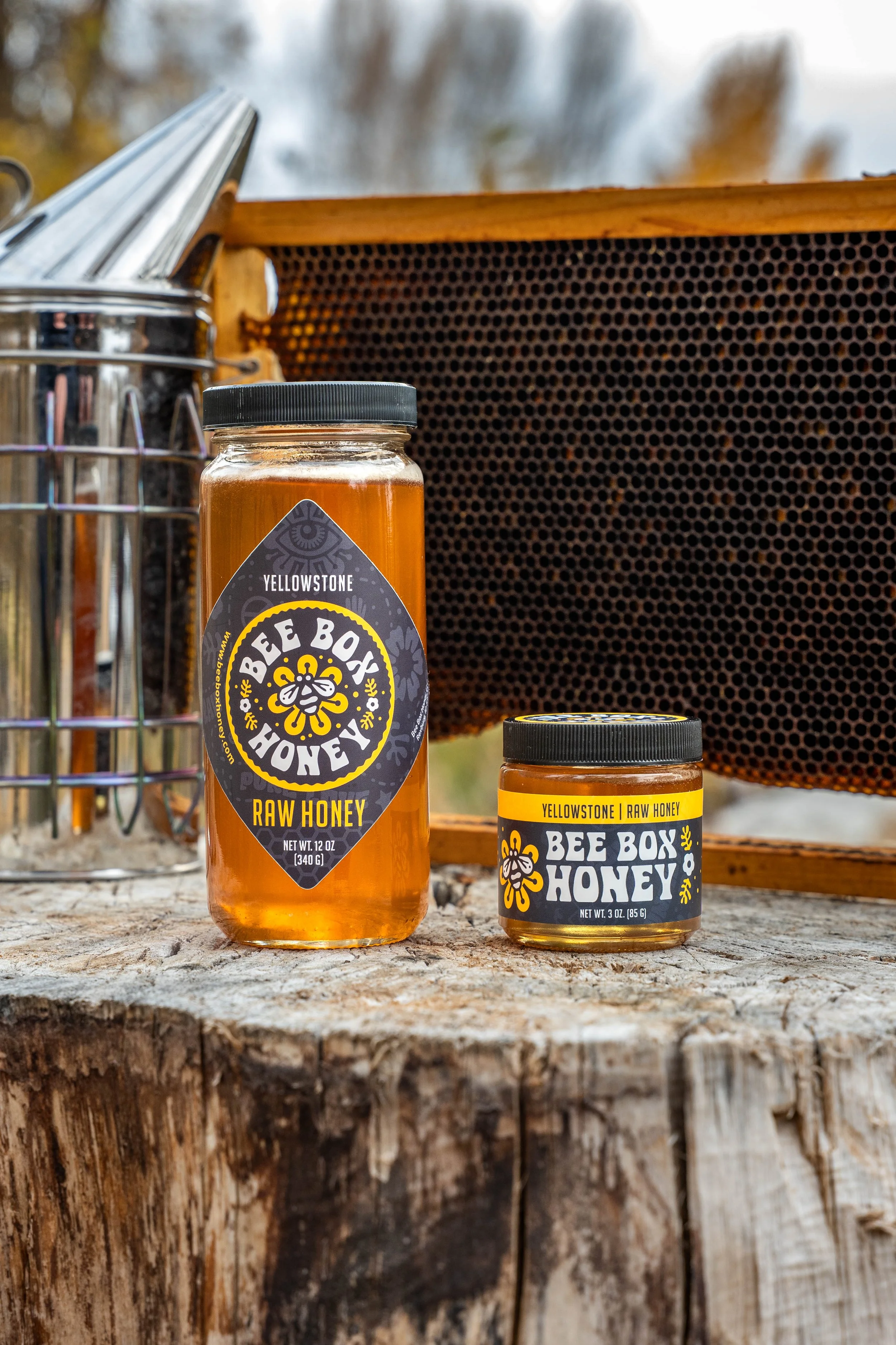 Cinematic branding photo capturing honey jars in a nature-inspired setting to highlight the brand’s craftsmanship
