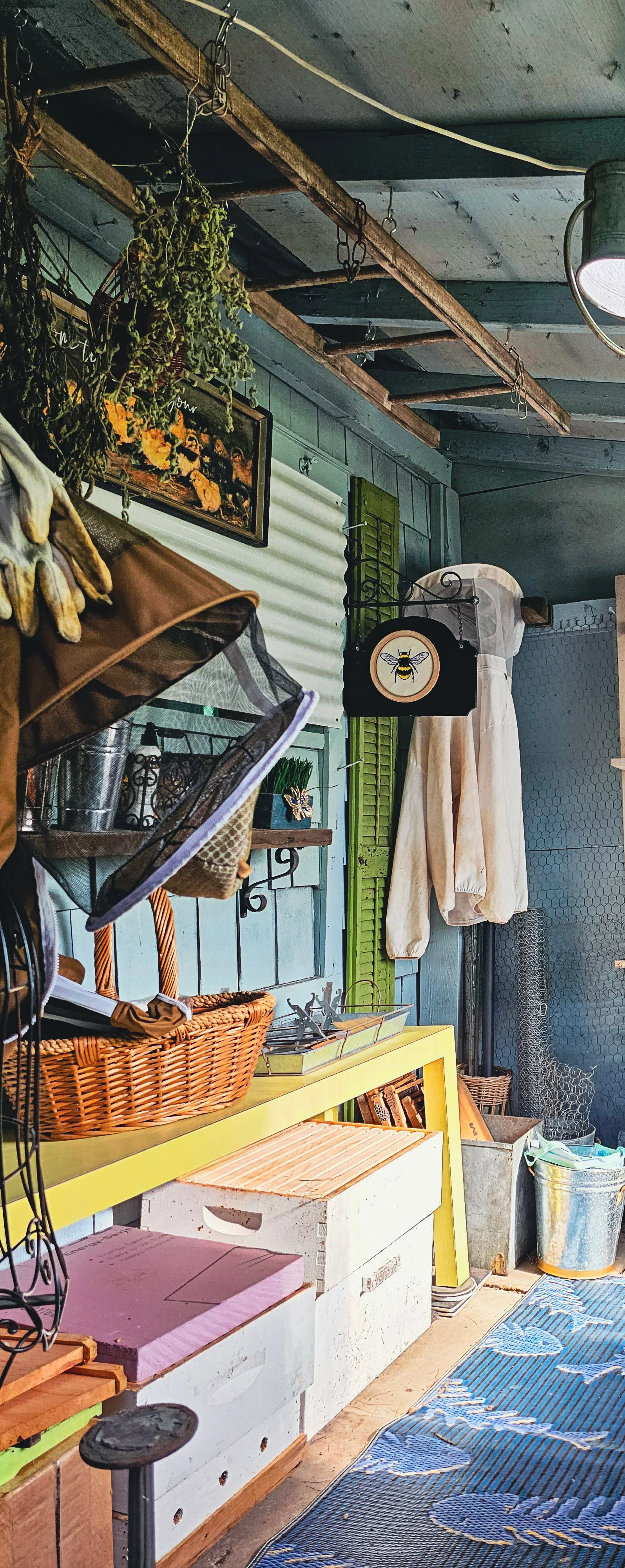 She-Shed Storage ideas - Yellow Table