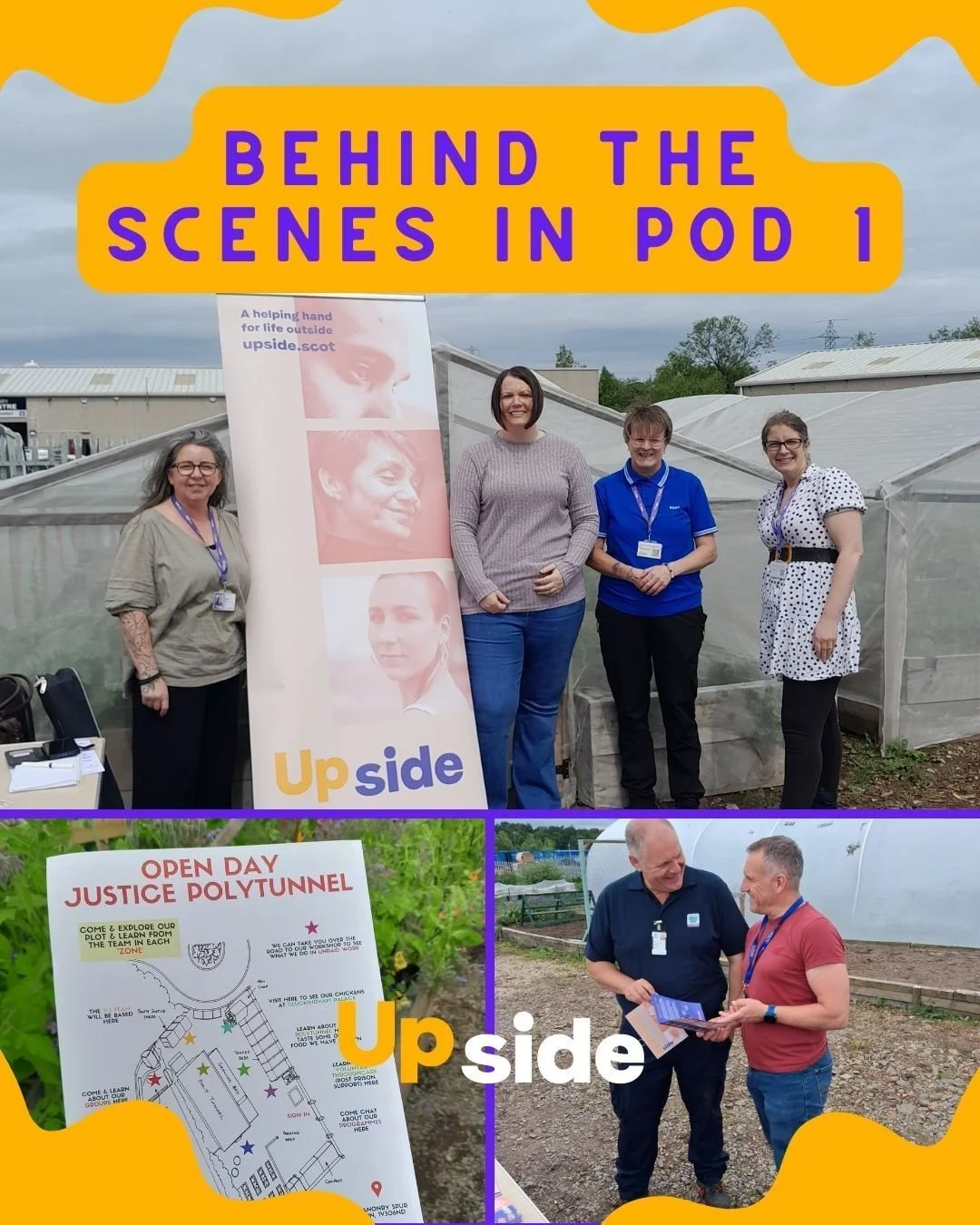 Last week, the Pod 1 team attended the Moray Community Justice Partnership Open Day. The team hosted an Upside stall in the Justice Polytunnel. 

The project, managed by Moray Health and Social Care Partnership showcased how community-based justice b