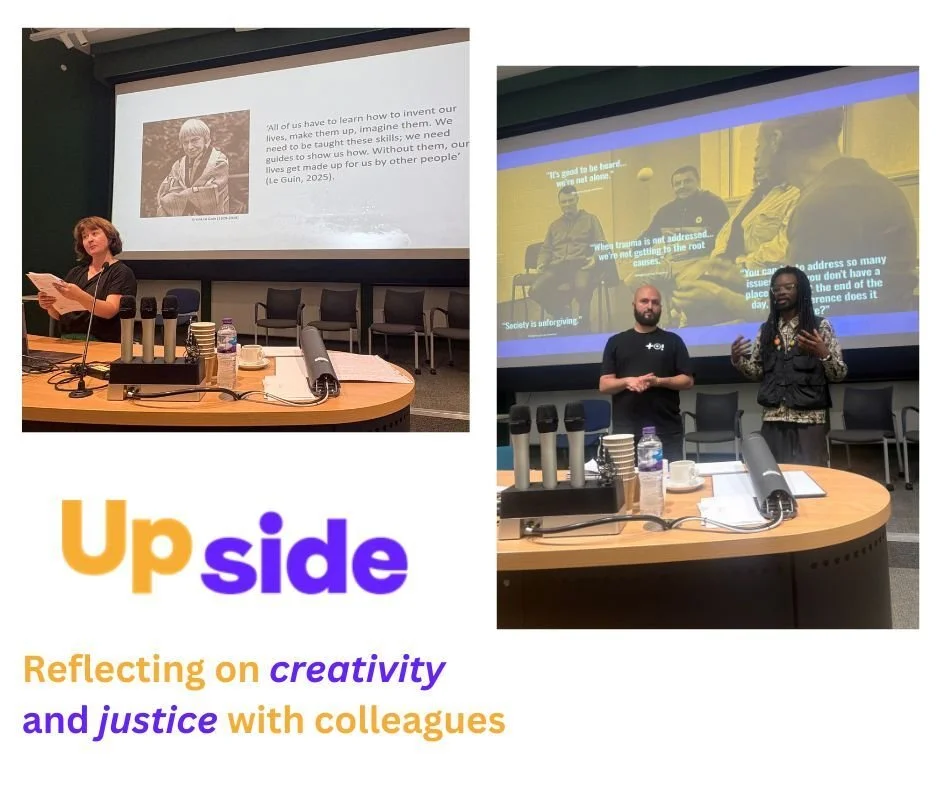 On Friday, we launched our Upside Voices report at the University of Stirling.

Alongside powerful poetry recitals and the screening of a film starring people supported by the service, the day's agenda included a keynote from Criminology lecturer Dr 