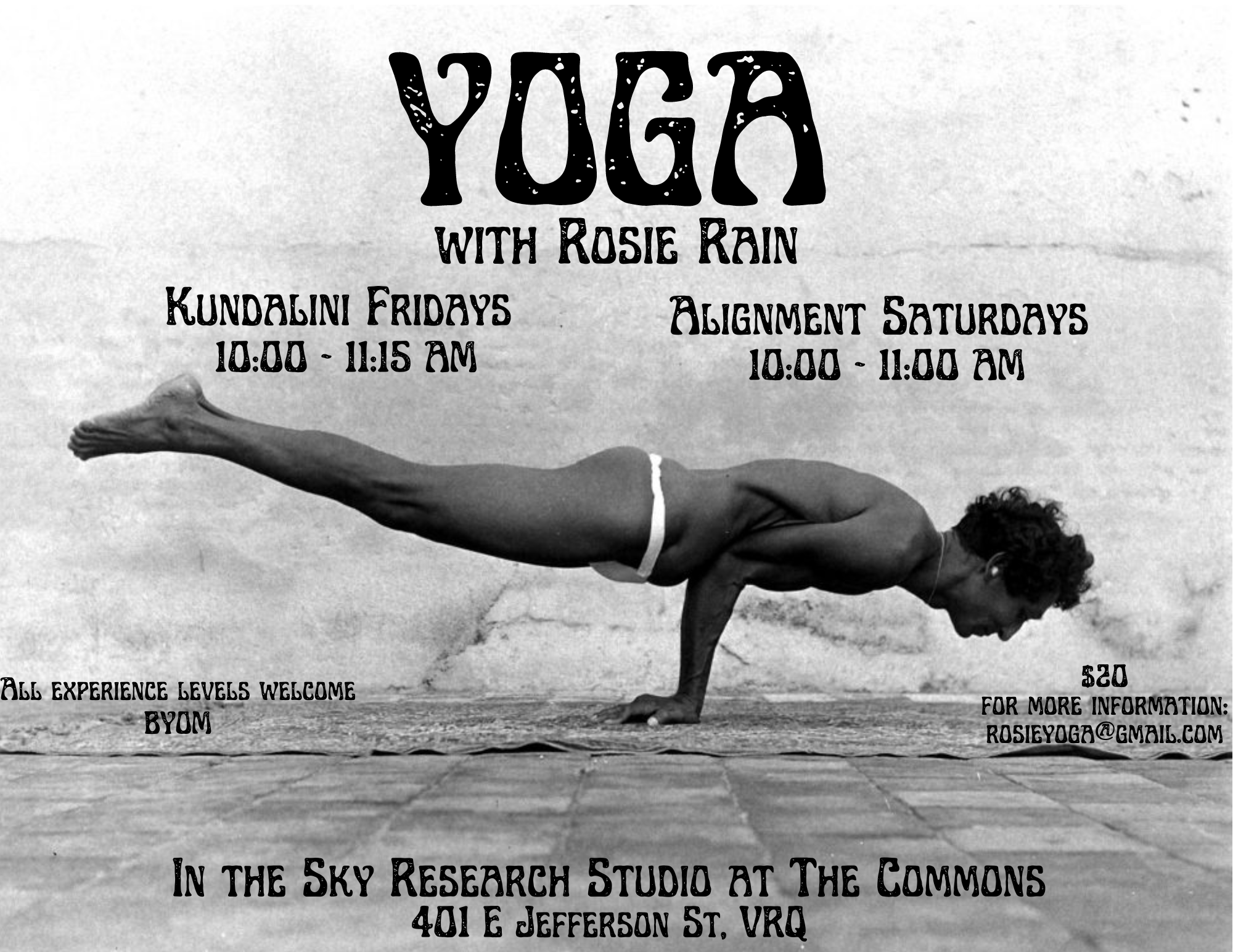 Alignment Yoga with Rosie Rain ~ every Saturday morning