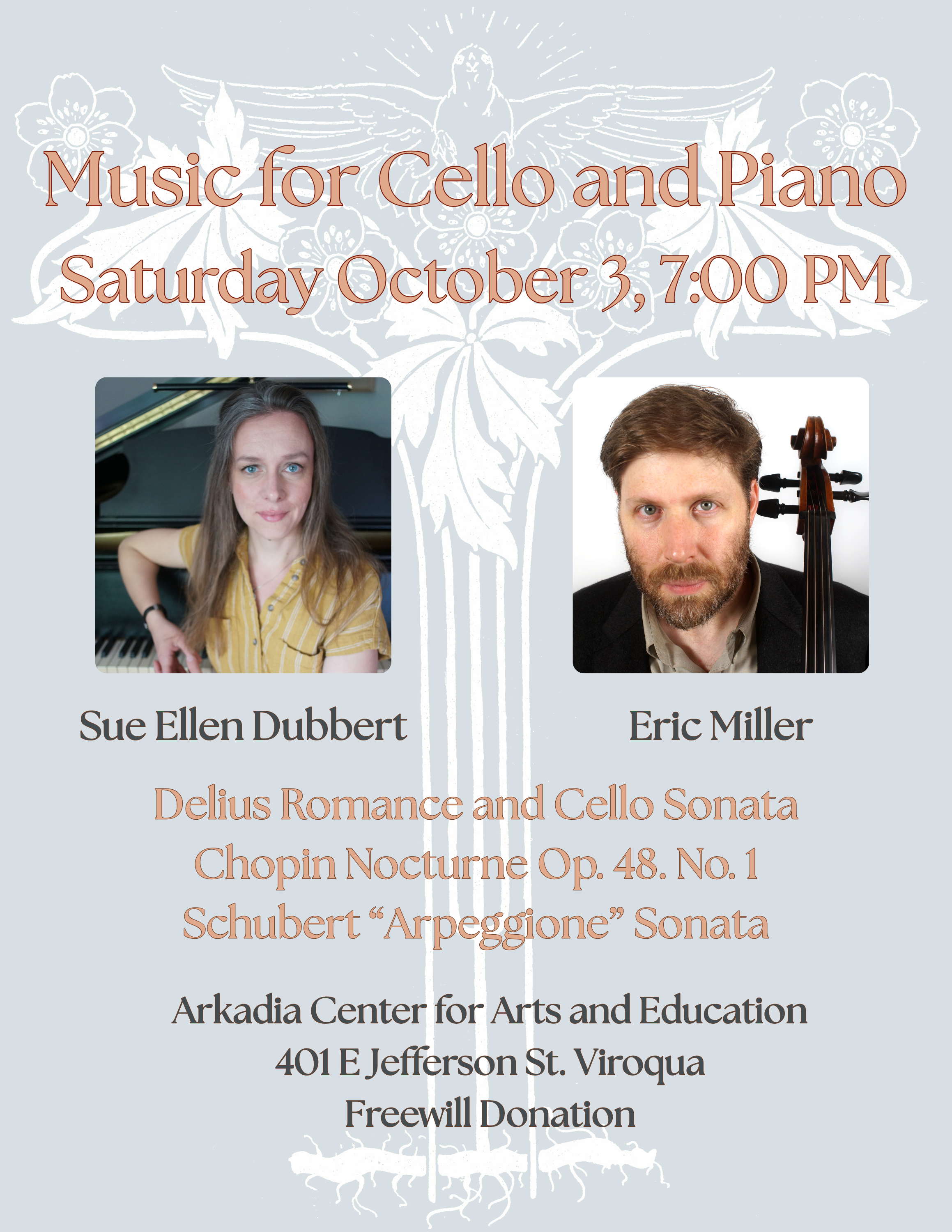 Sue Ellen Dubbert and Eric Miller, Piano and Cello Duo