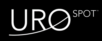 Logo with the words "URO SPOT" on a black background