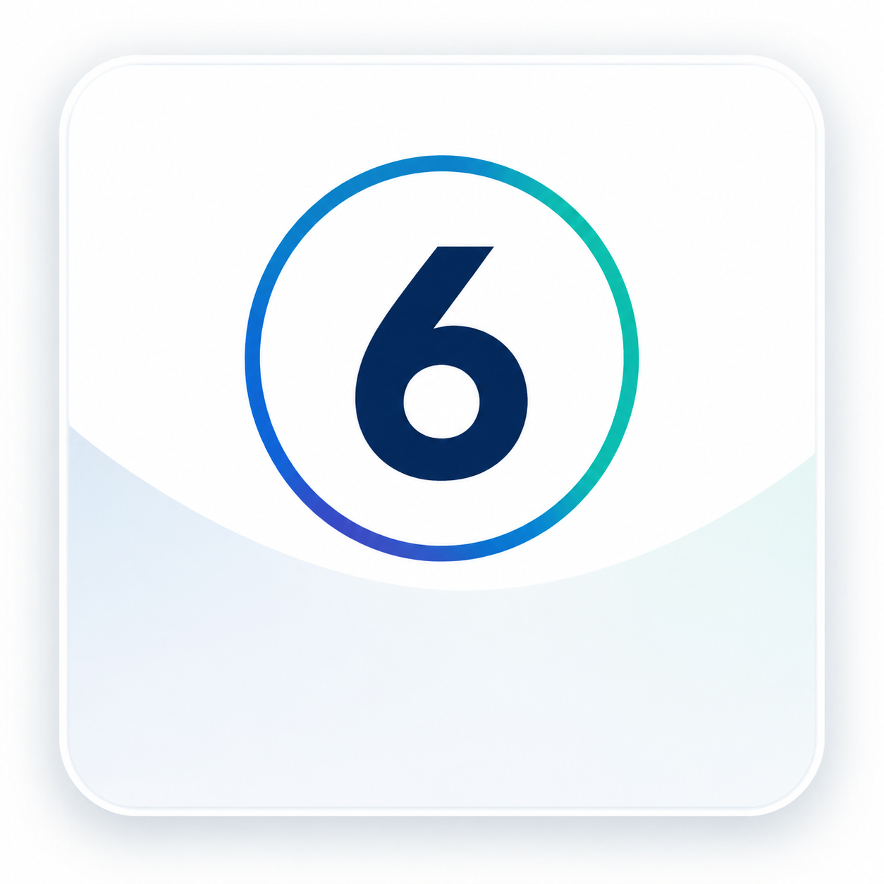 Number 6 inside a blue circle on a white background.
