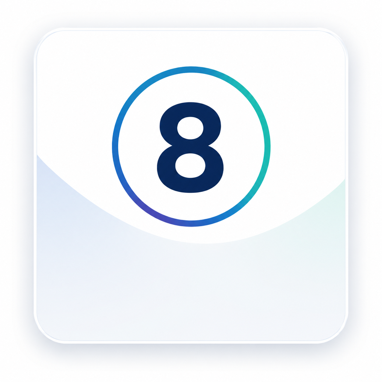 Digital device screen displaying the number 8 in a circular design.