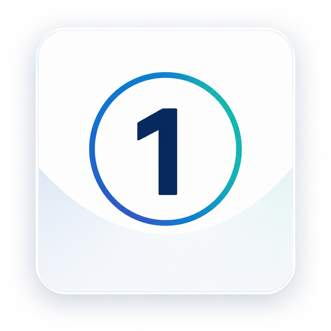 Digital countdown timer displaying the number one in a blue font inside a circle with a gradient blue outline on a white background.