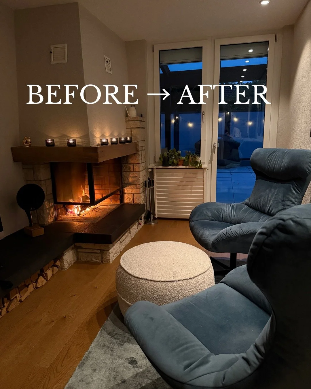 BEFORE &rarr; AFTER ✨

This room felt cold and bare. The goal was a cosy, functional space where I could curl up with a cup of tea.

What I did:

1. Painted the room in a warm neutral 
2. Added a large rug
3. Layered lighting

This is exactly what yo