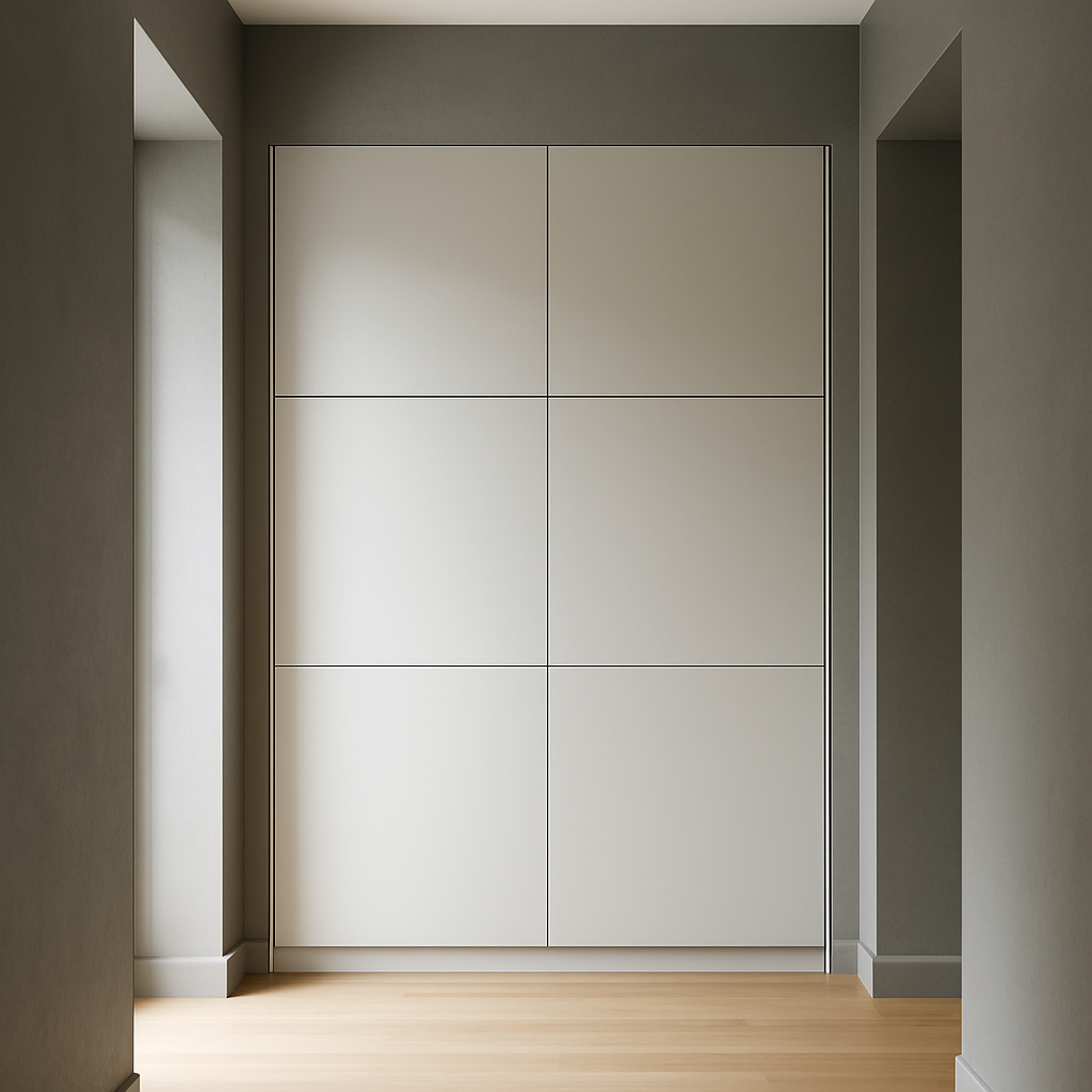 Handleless: A clean, modern look for hallway or utility joinery.