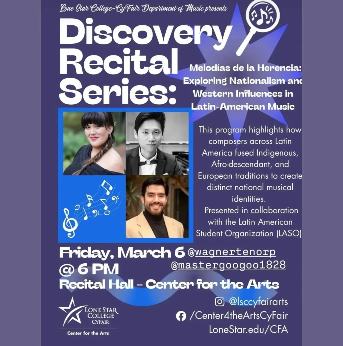 The countdown begins! In a few weeks with @andreisa1127 and @mastergoogoo at Lonestar College Cypress in the Houston Area. I'm super excited to share Latinoamerican Music from the lyrical tradition.