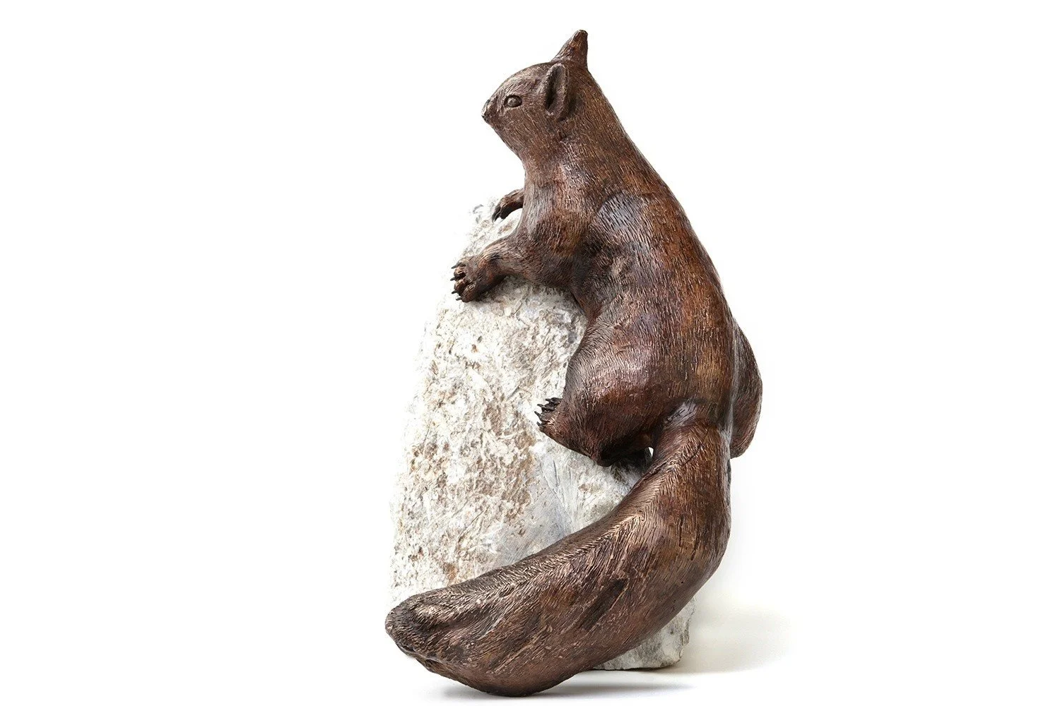 Squirrel on a Rock – Bronze Sculpture