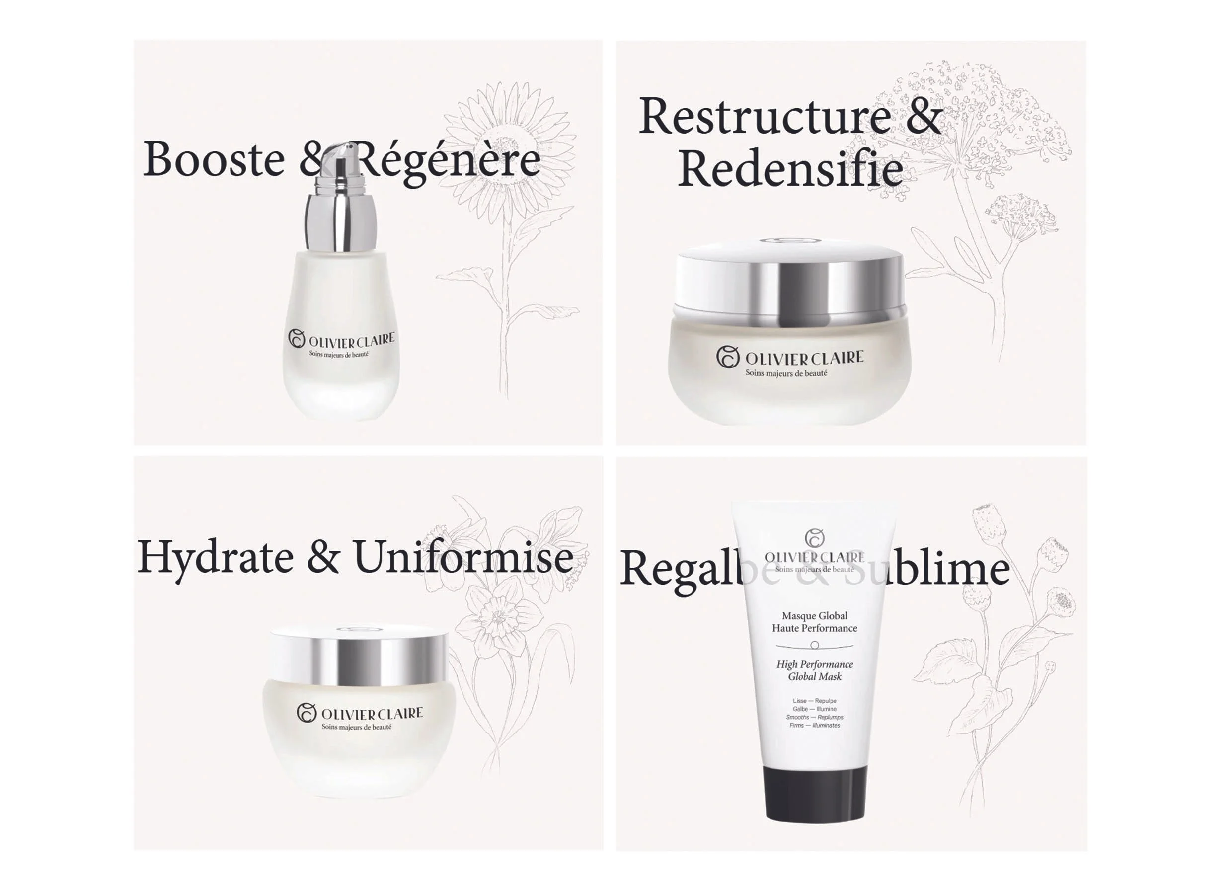 botanical illustrations for luxury cosmetics