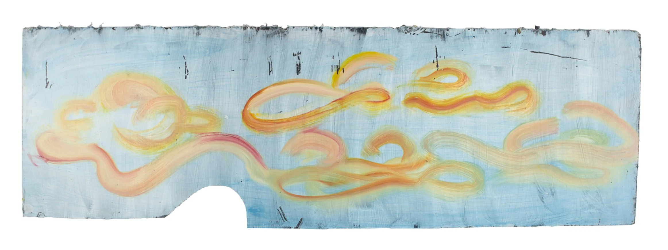 'Lost at Sea'
oil on repurposed plastic 
30 x 93 cm
2025