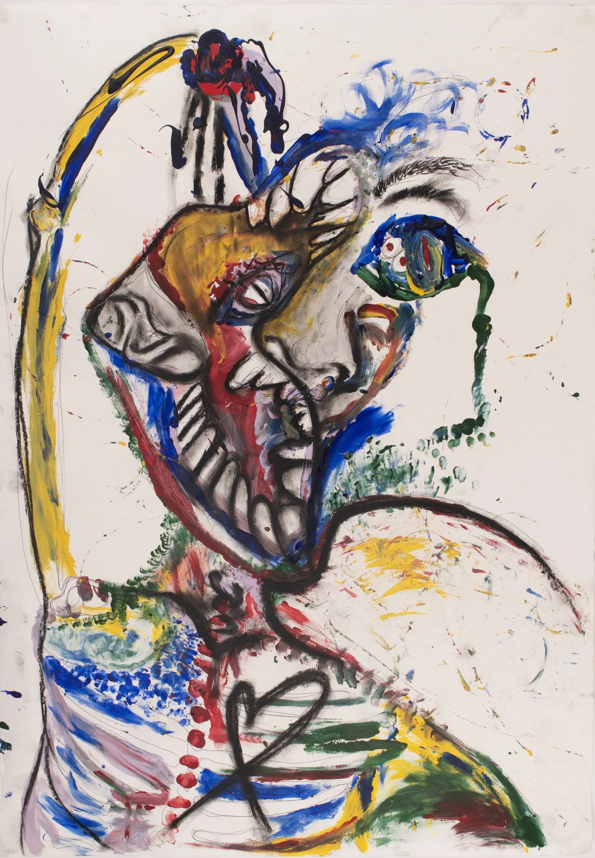 'Escape Brain' acrylic and charcoal on paper, 42 x 59.4 cm, 2024