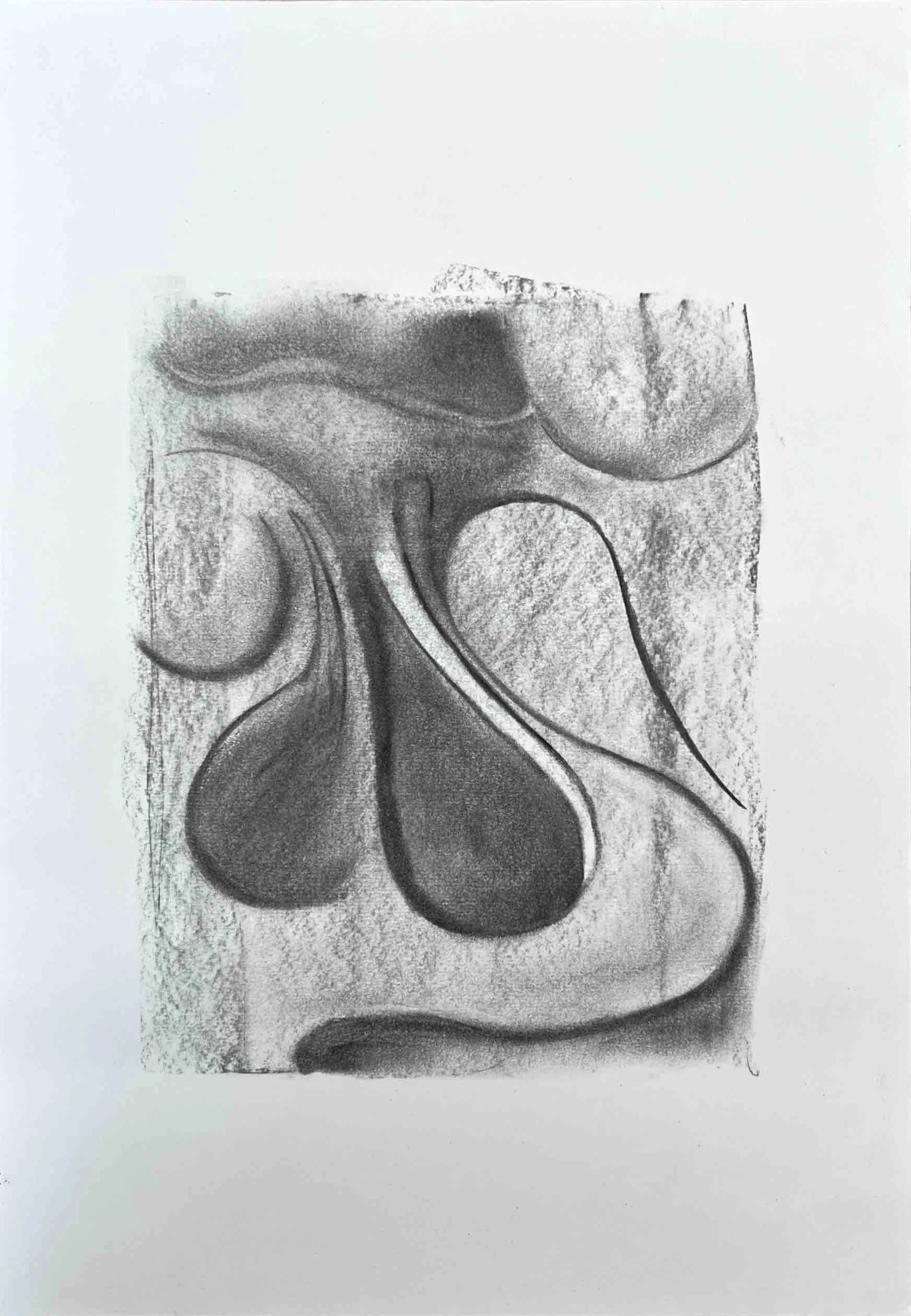 'Uncertain' charcoal on paper, 29.7 x 42 cm, 2025