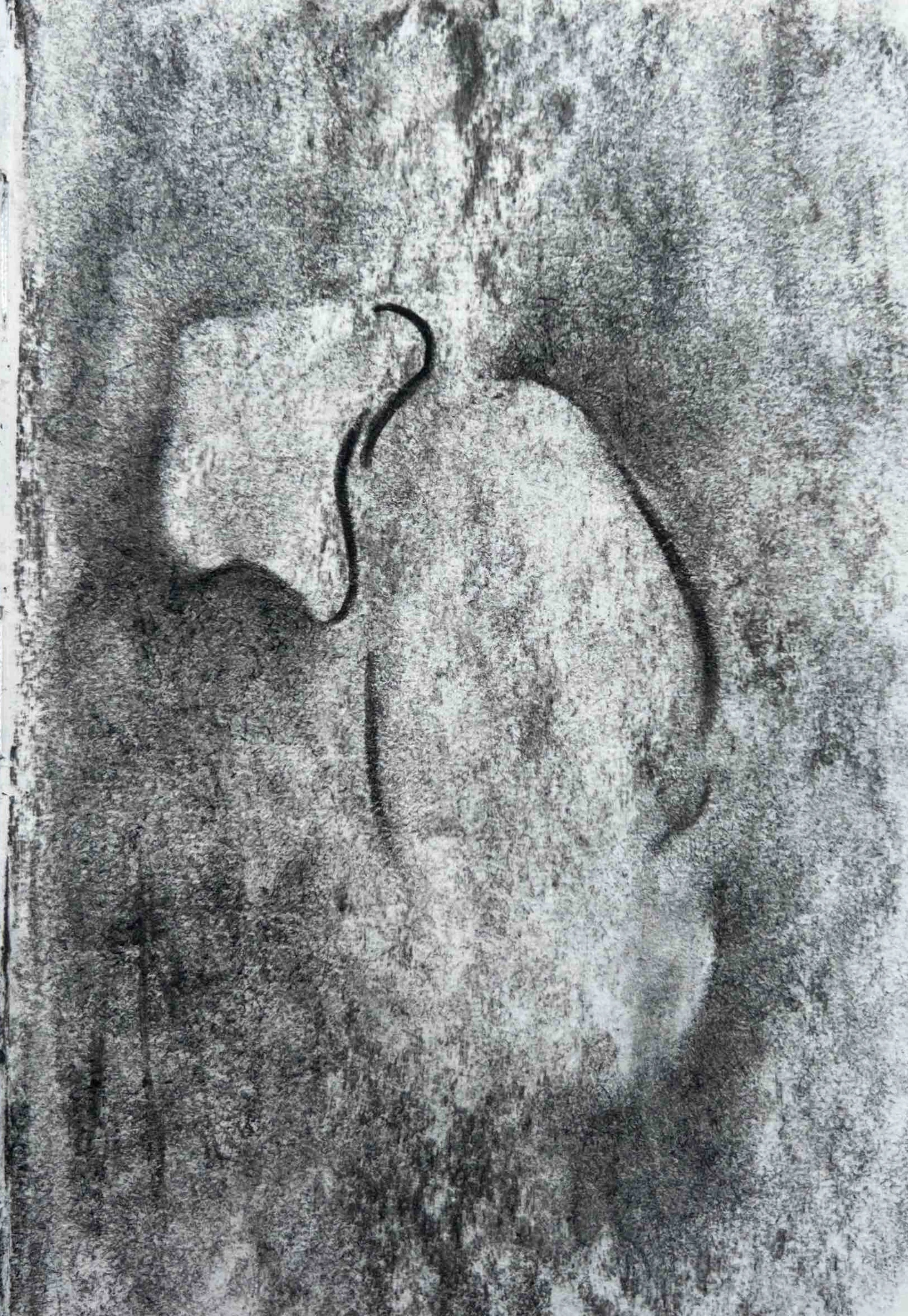 'Untitled XIX' - sketchbook series, charcoal on paper, 12 x 17 cm, 2025