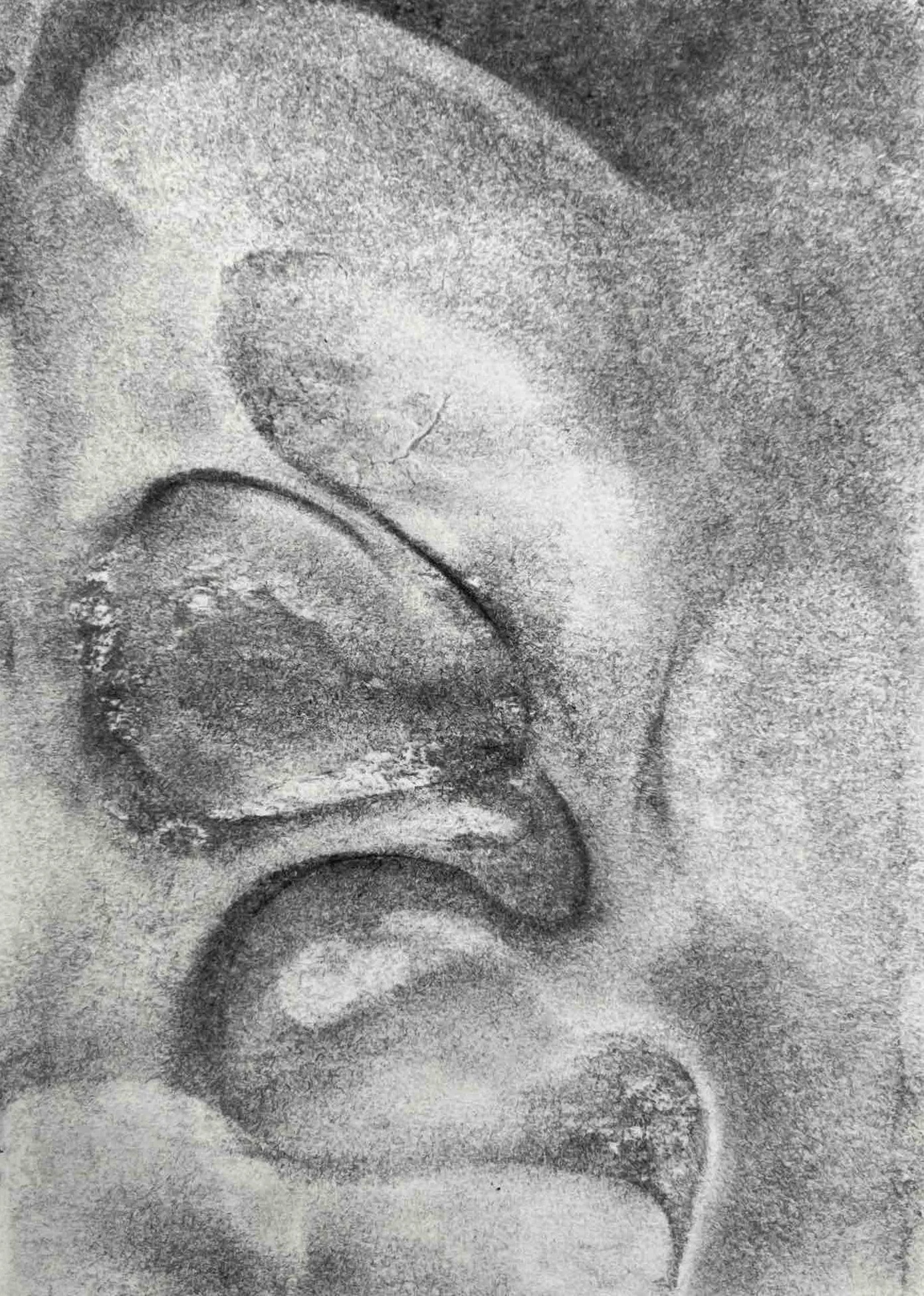 'Untitled XII' - sketchbook series, charcoal on paper, 12 x 17 cm, 2025