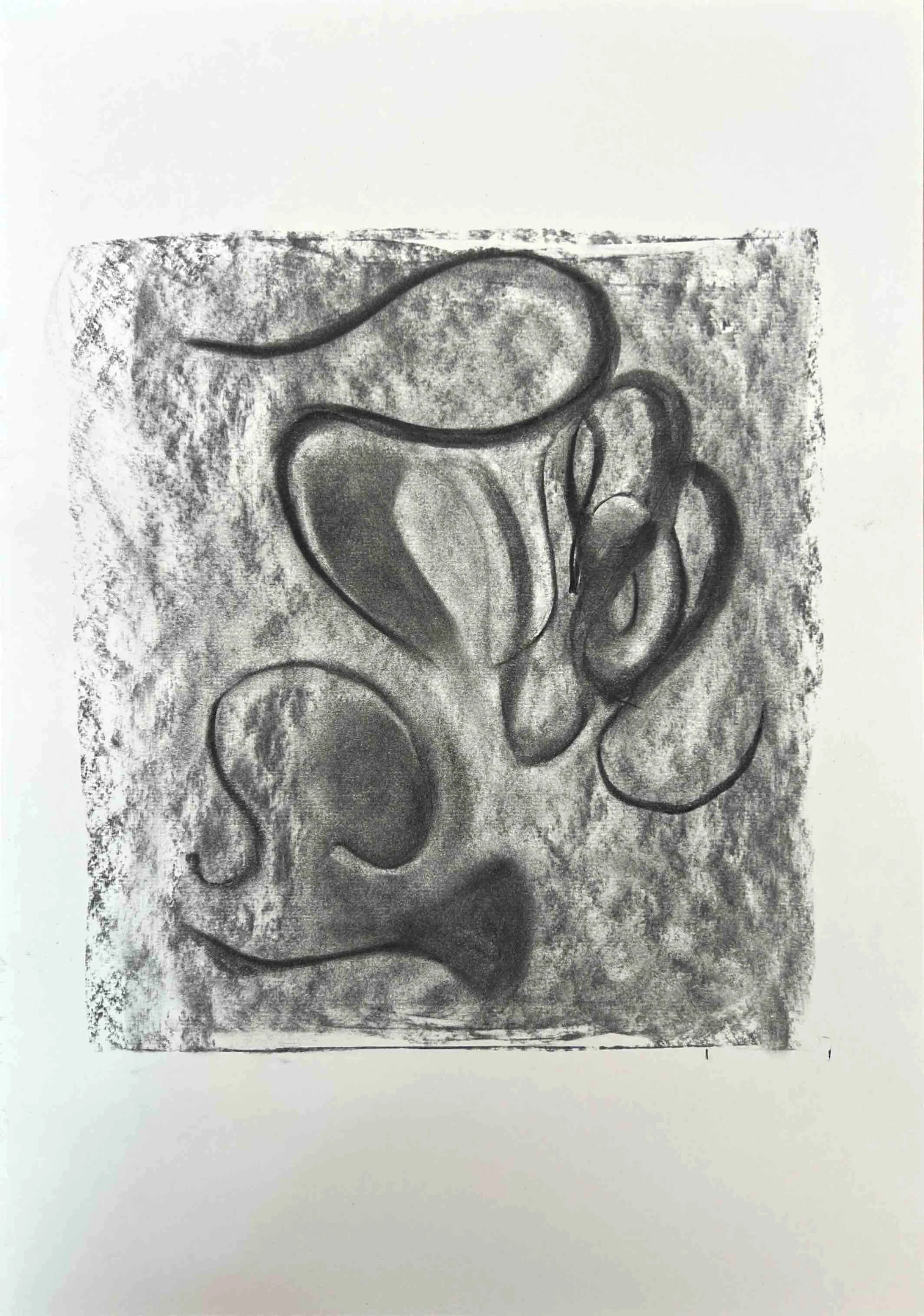 'No Judgement' charcoal on paper, 29.7 x 42 cm, 2025