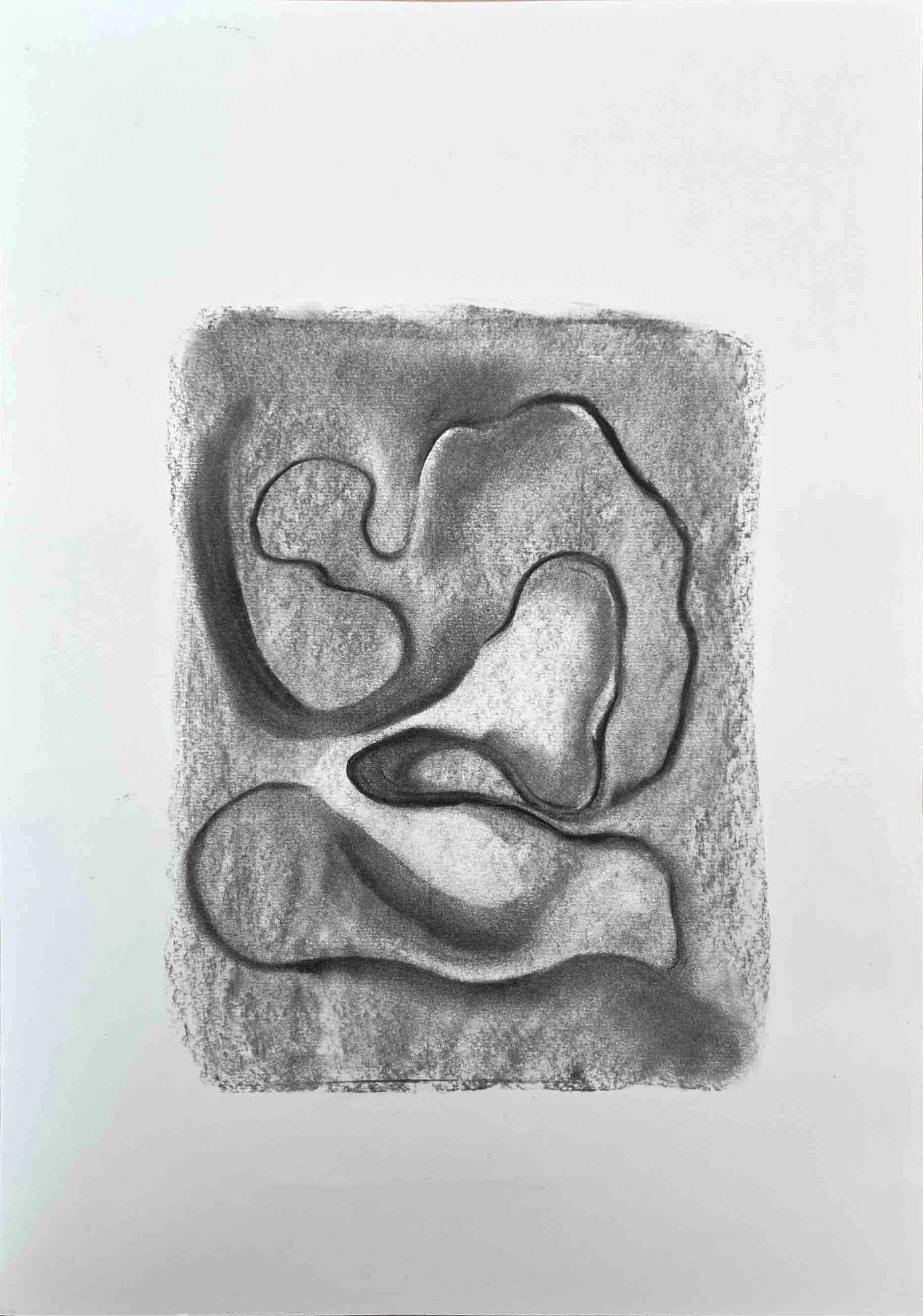 'Side Profile' charcoal on paper, 29.7 x 42 cm, 2025