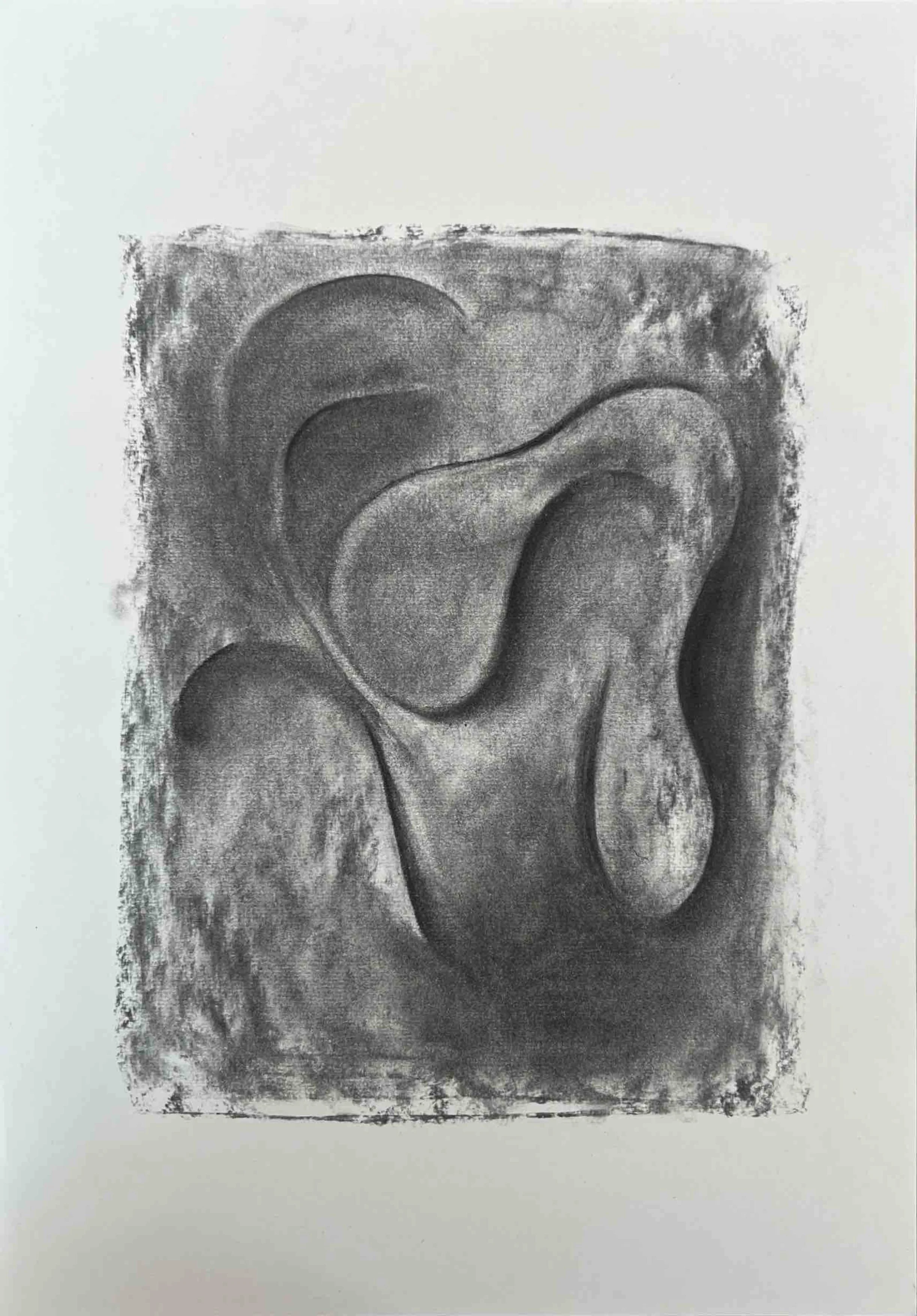 'Love Hate' charcoal on paper, 29.7 x 42 cm, 2025