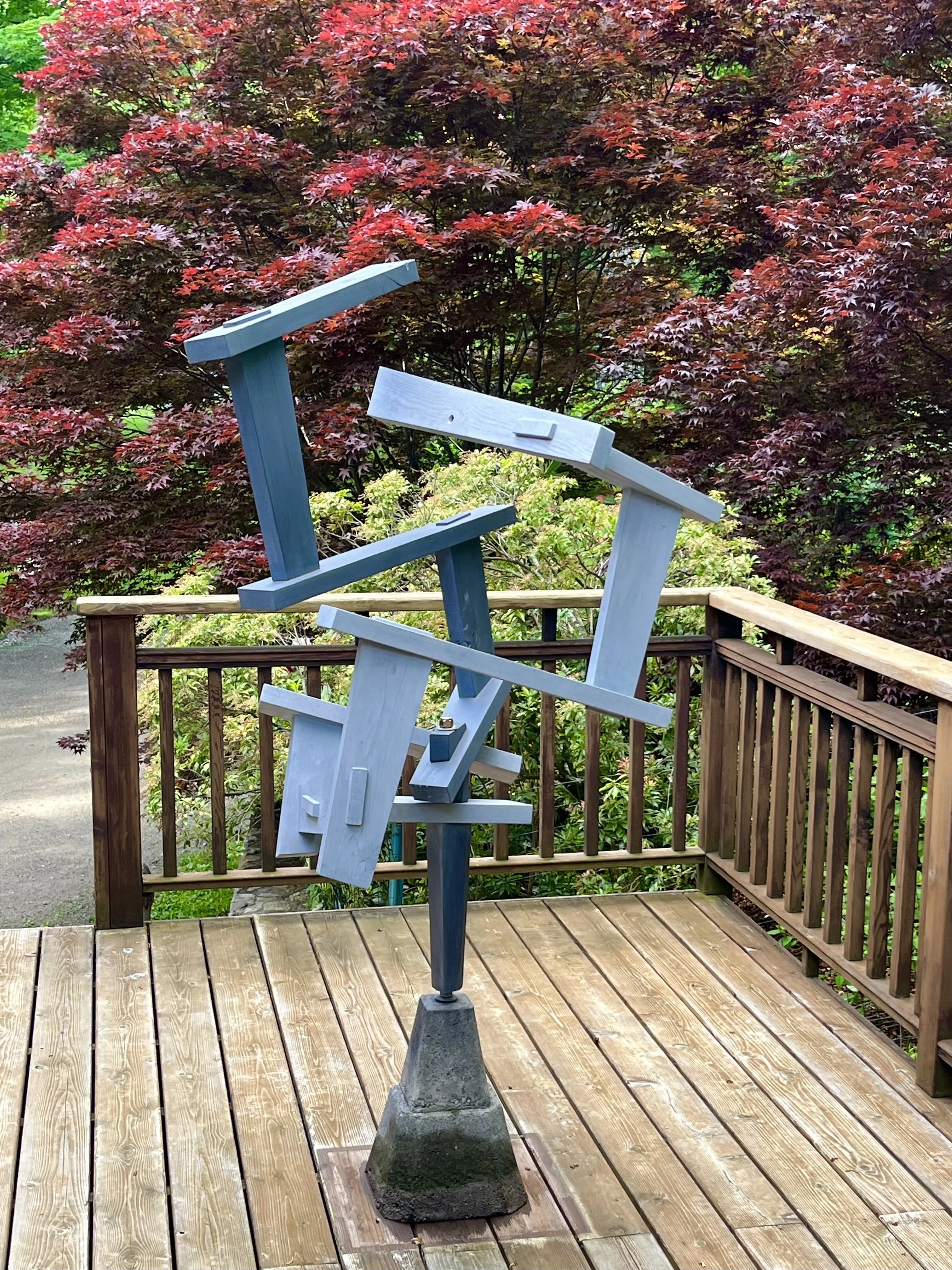 Kurt Steger, Gray on Gray, 2022, wood, paint, hardware, 68” x 30” x 32”
