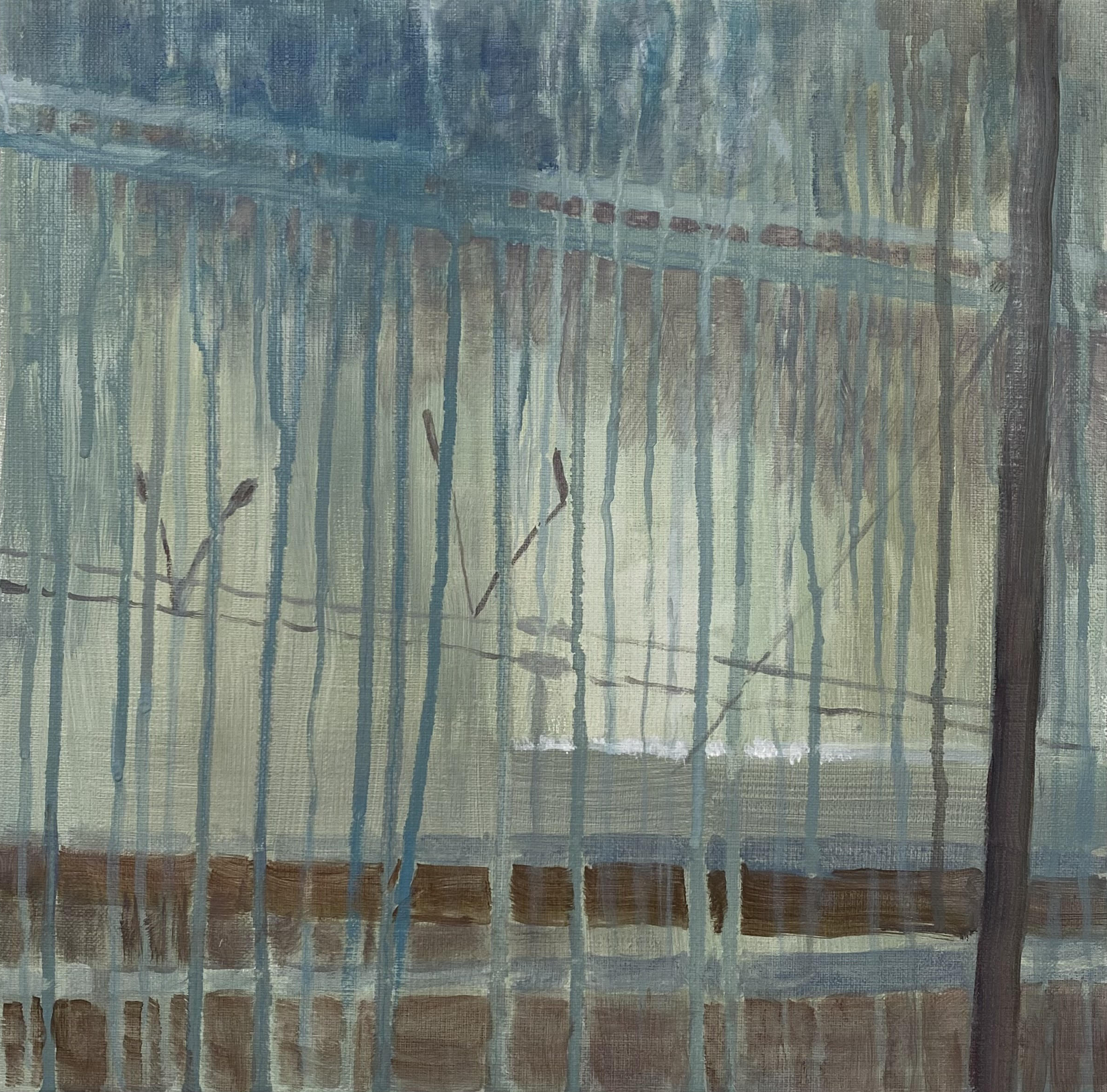 Ann Provan, Dark Travels II, 2023, acrylic on linen, 12" x 12"