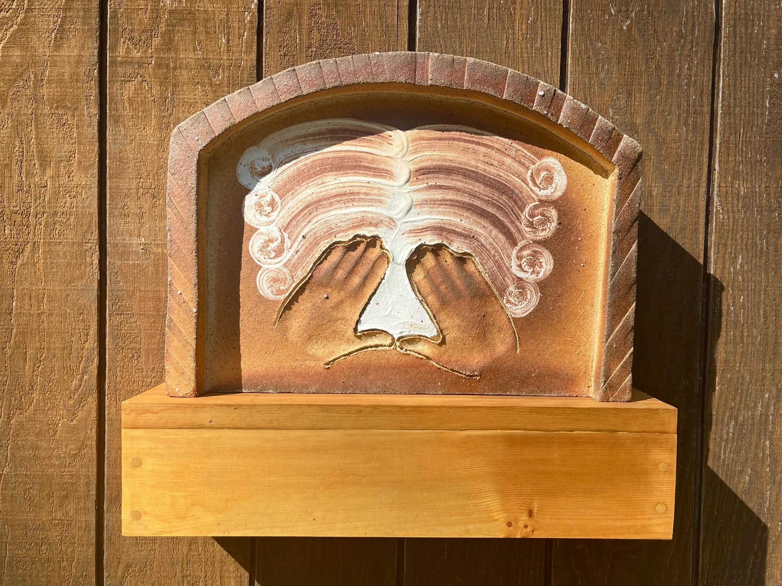Tony Moore, Shrine, 2004, wood-fired ceramic, slip, feldspar, 16” x 22” x 5”