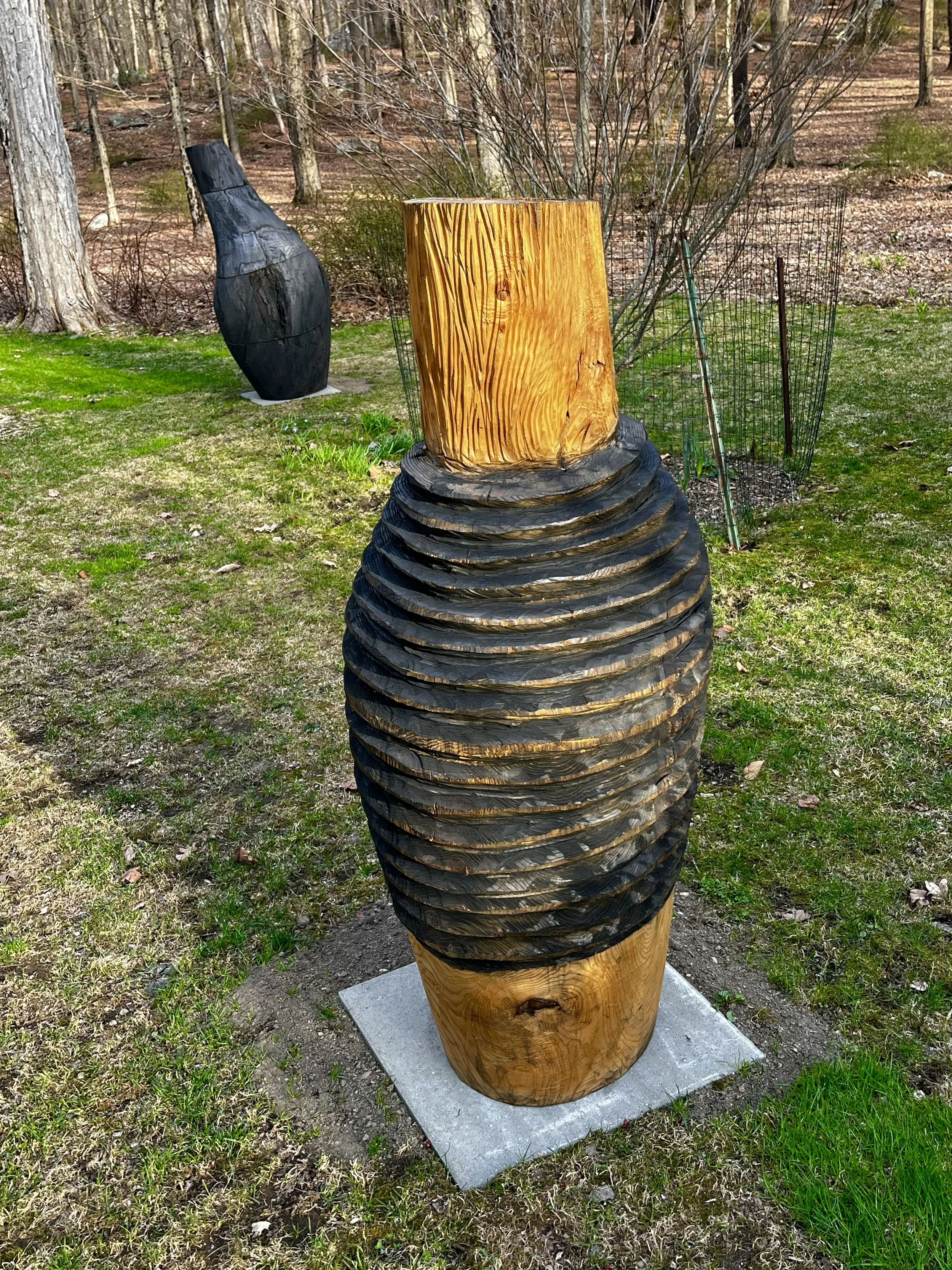 Heinrich Spillmann, OnyK, carved ash, graphite, 60” x 22”
