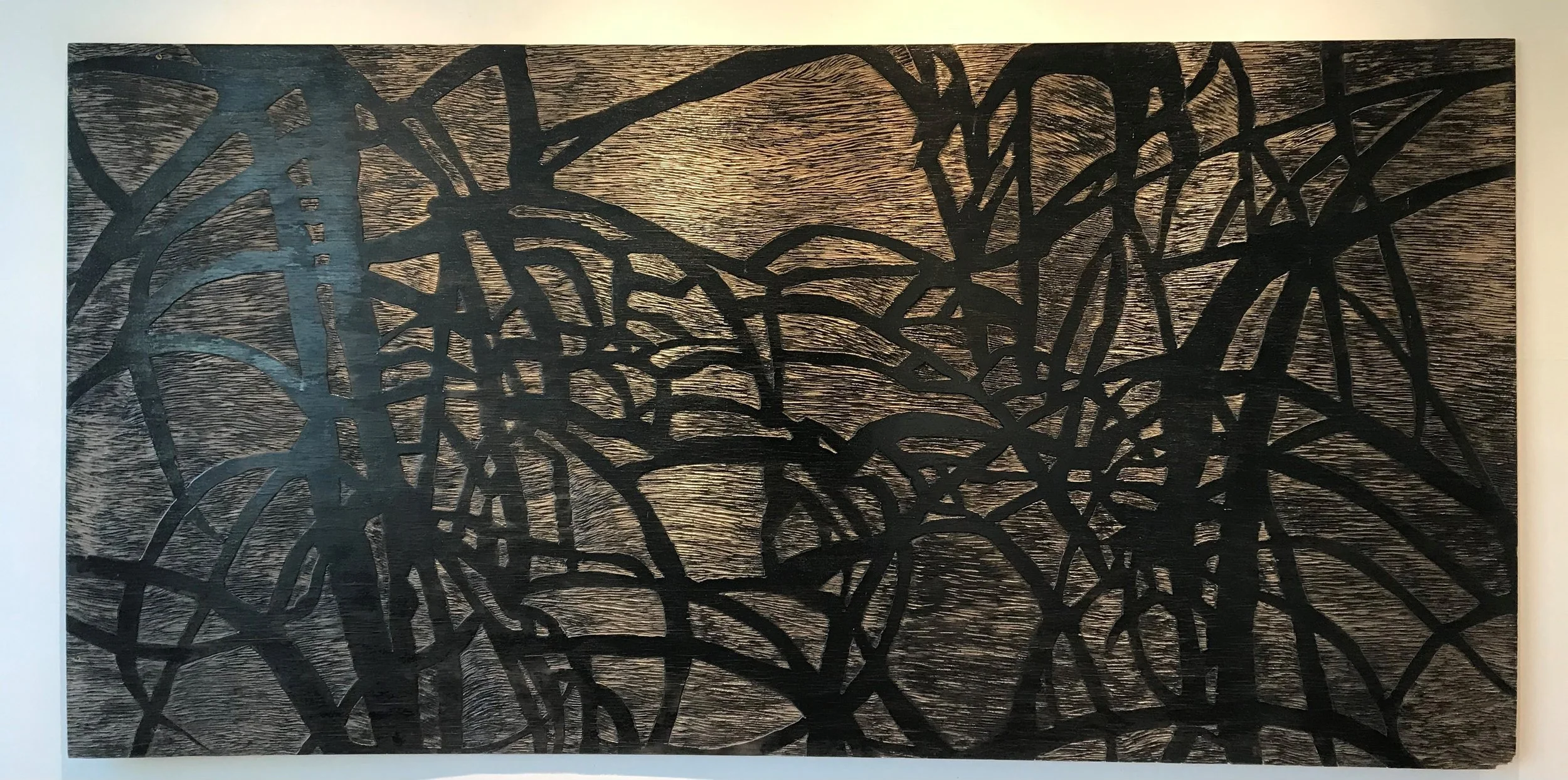 Ada Cruz, Mangrove, wood-cut block, 48” x 96”