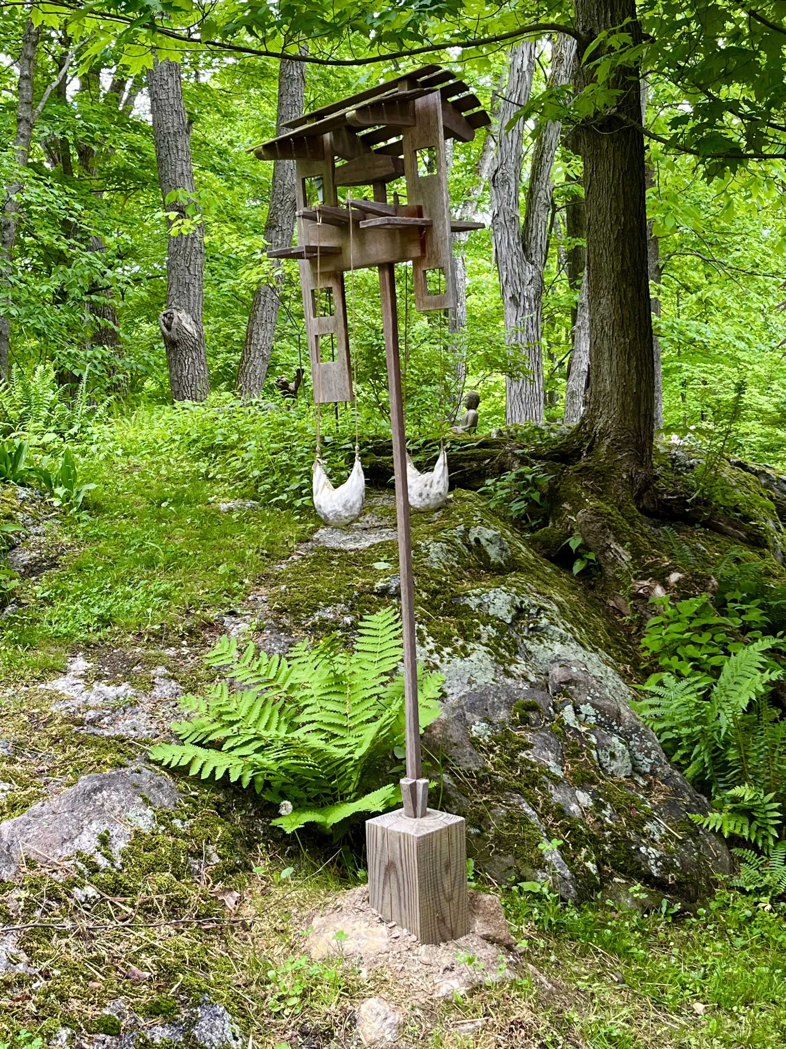 Kurt Steger, Dwell, 2023, wood, mixed media, 65” x 16” x 16”