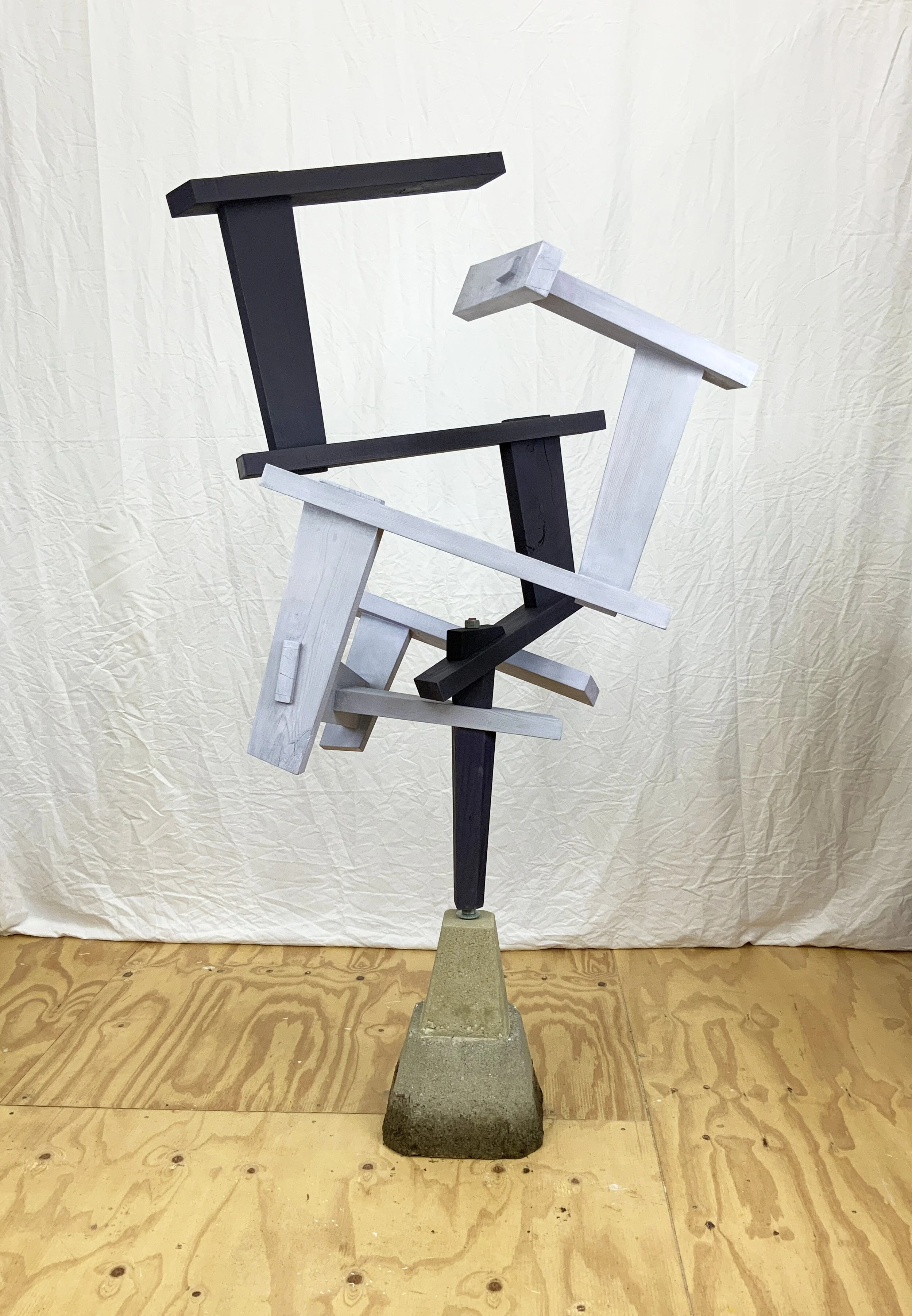 Kurt Steger, Gray on Gray, 2022, wood, paint, hardware, 68” x 30” x 32”