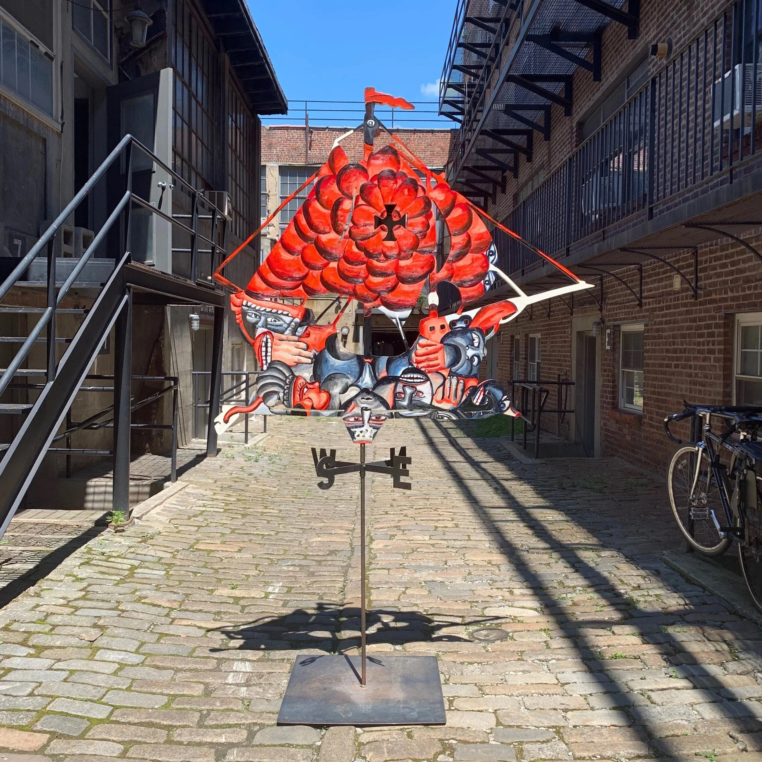 Garry Nichols, Henry Hudson's Half Moon Ship Weathervane, oil on wood, metal base, 57” x 55” x ¾”
