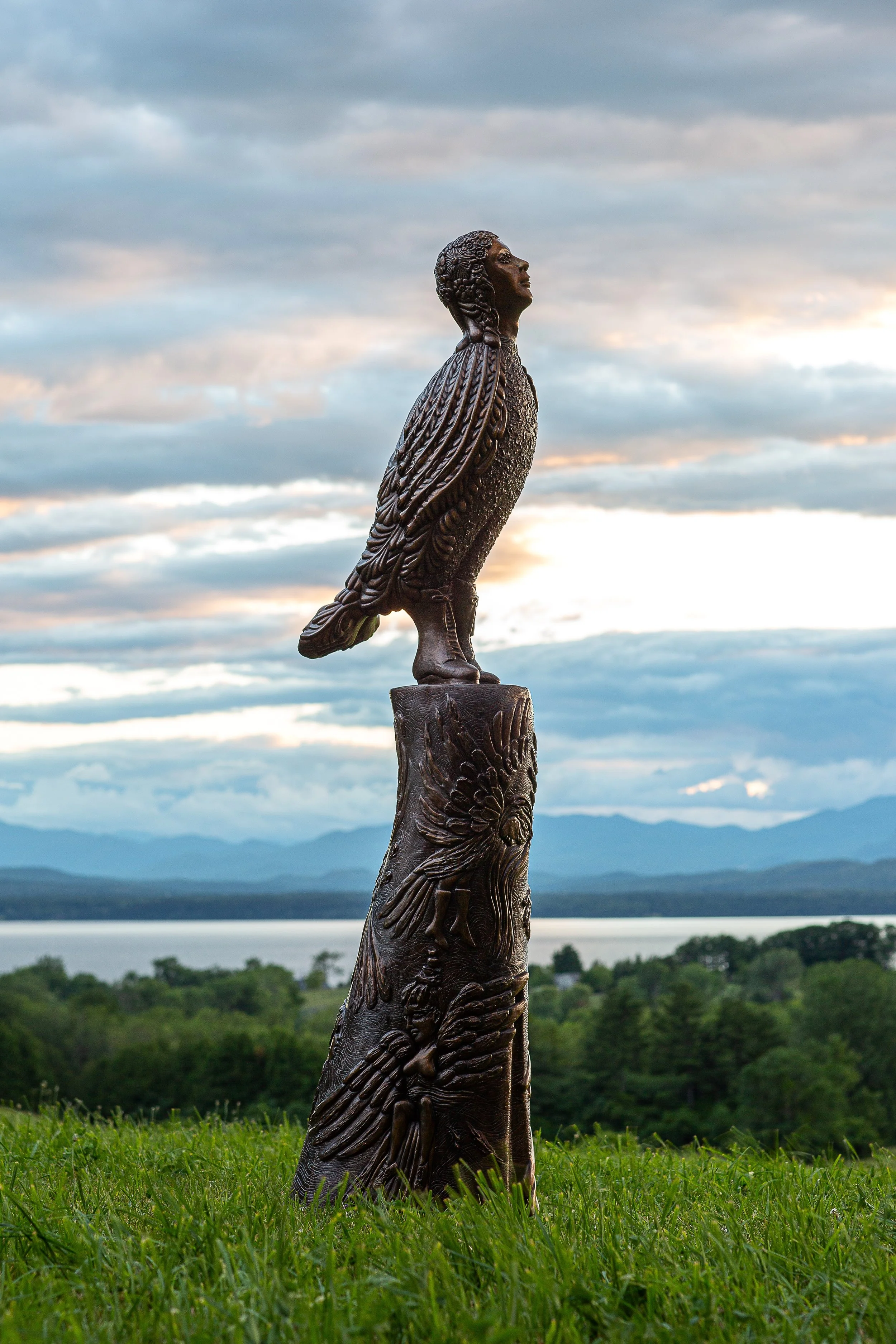 Leslie Fry, Arise, 2022, cast bronze, 82" x 24" x 16"